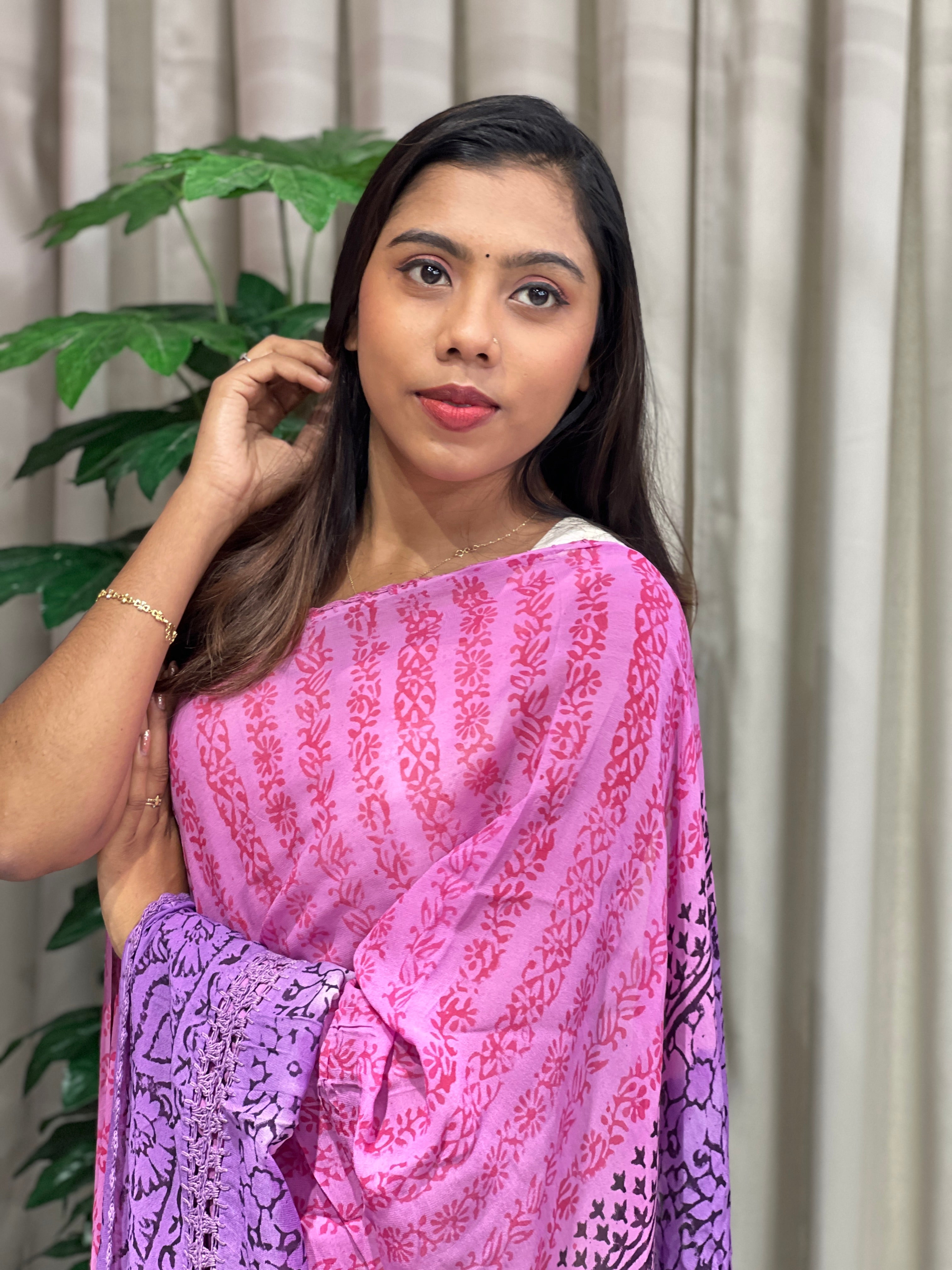 Hand Block Printed Georgette Saree | SF1423