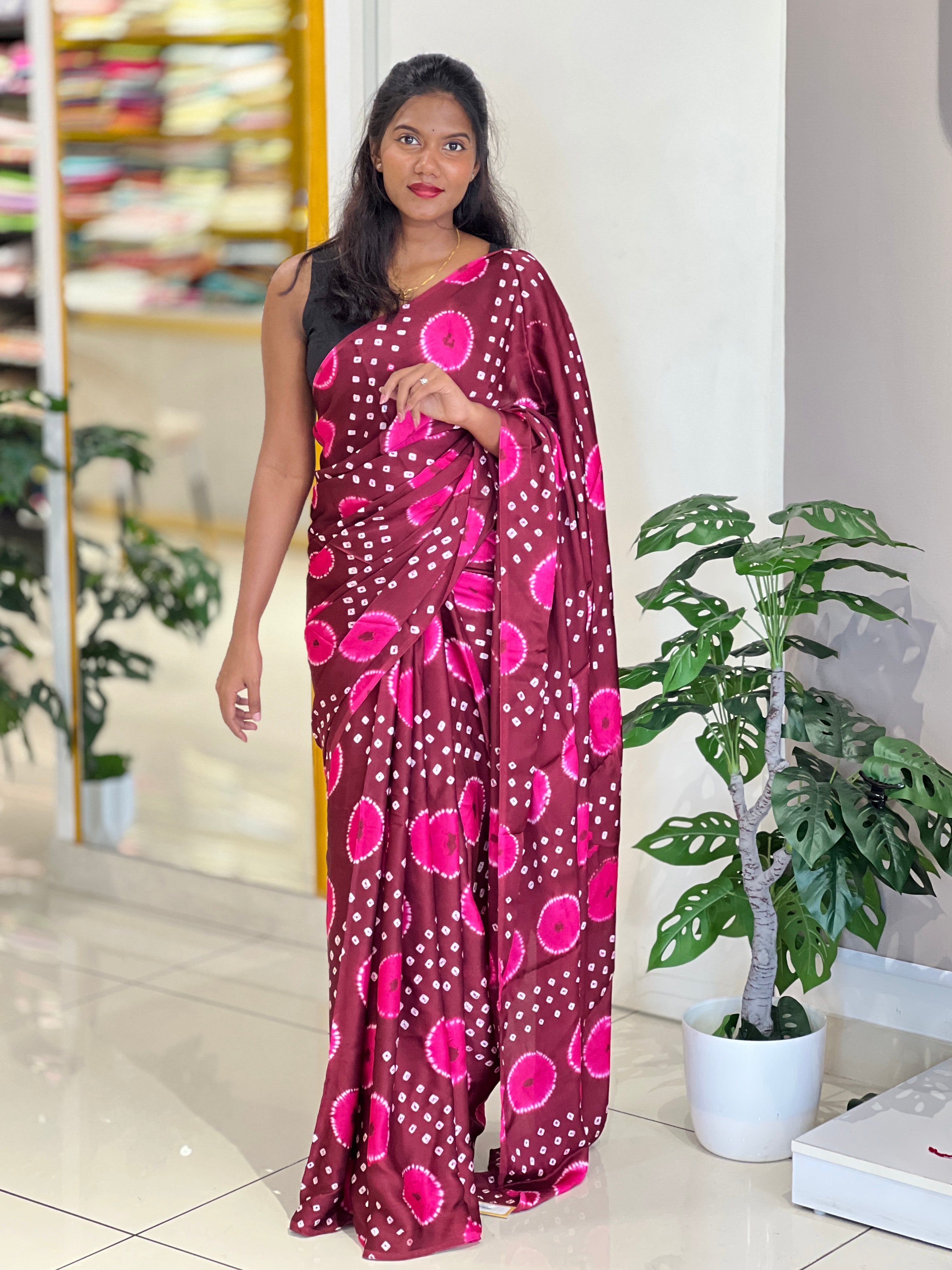 Lagdi Patta With Tie $ Dye Detailed Modal Silk Saree | MSE105