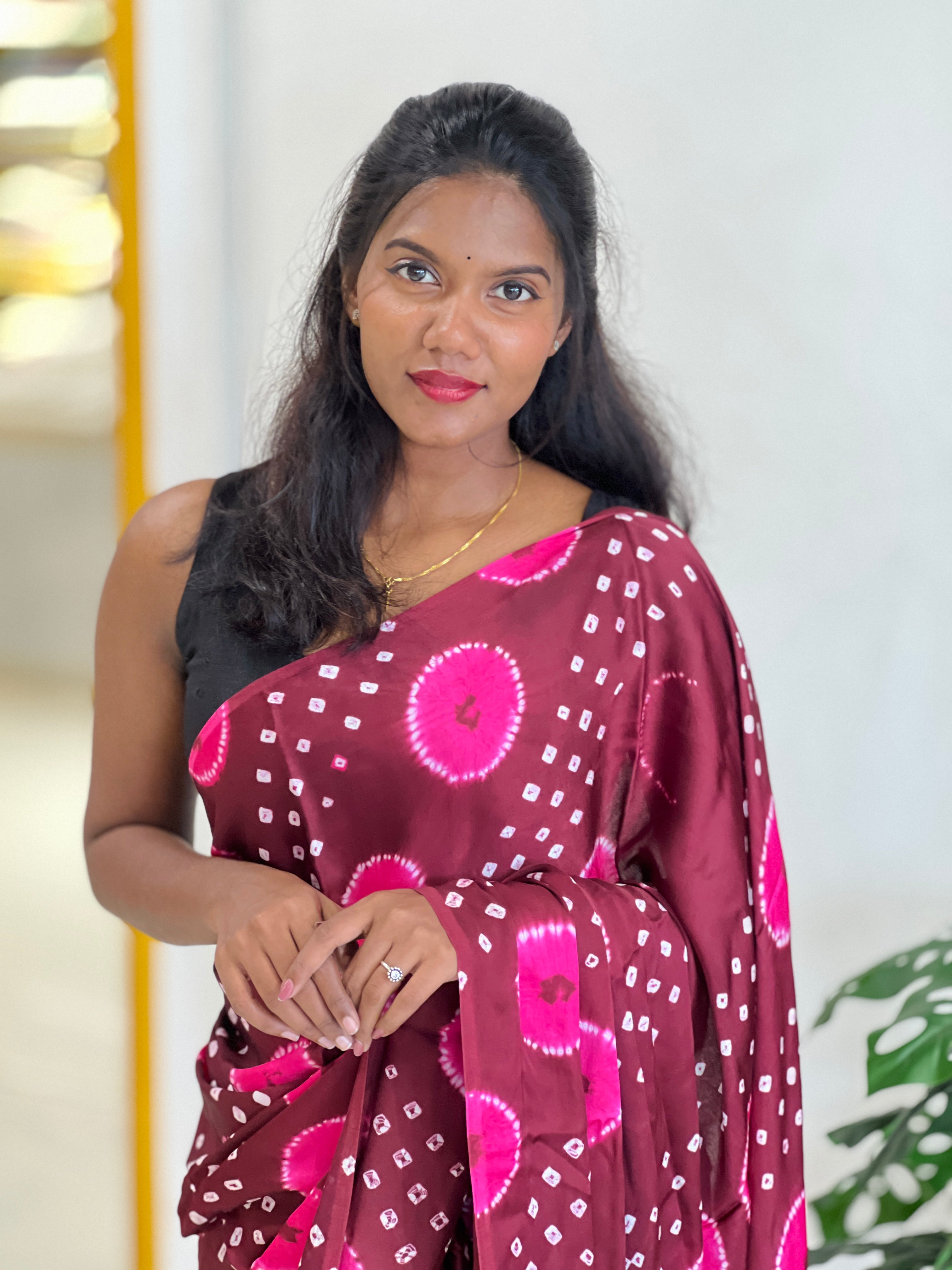 Lagdi Patta With Tie $ Dye Detailed Modal Silk Saree | MSE105