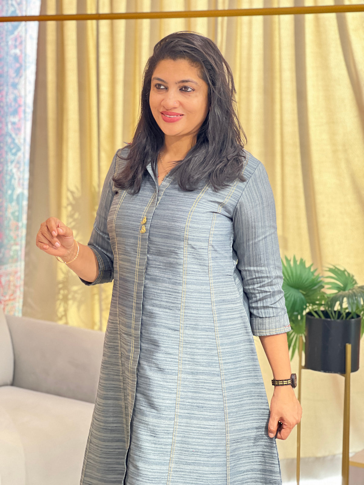 Steel Grey Shirt Dress | DN835