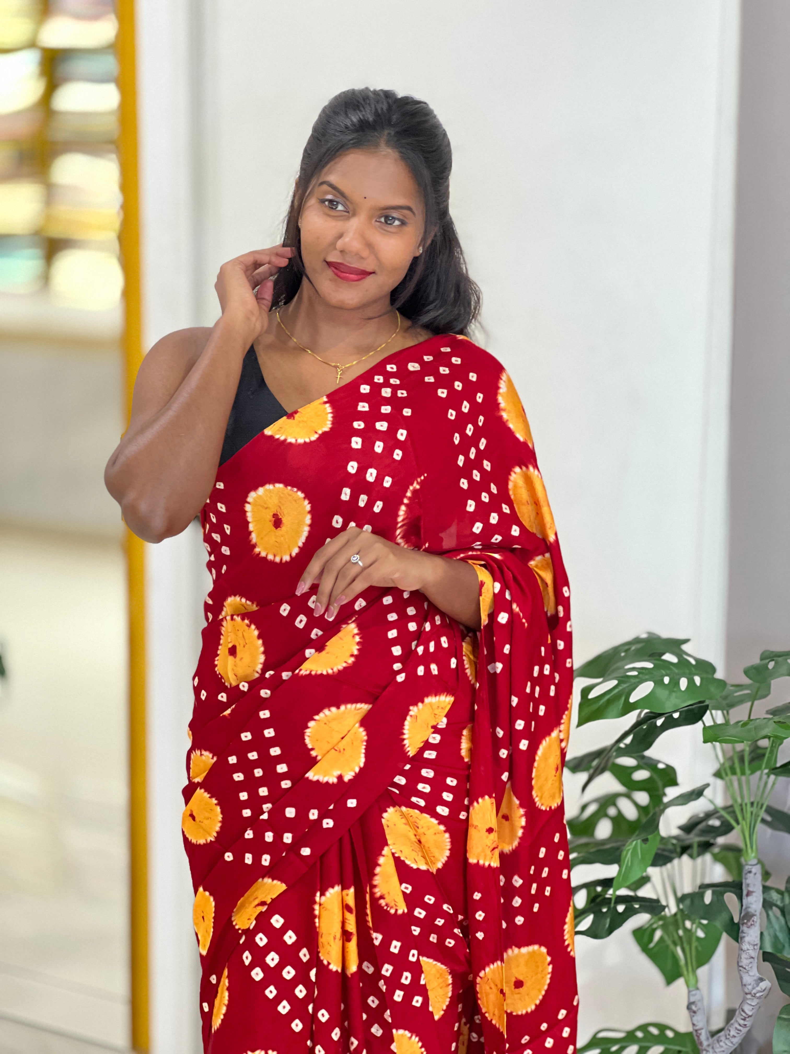 Lagdi Patta With Tie $ Dye Detailed Modal Silk Saree | MSE103