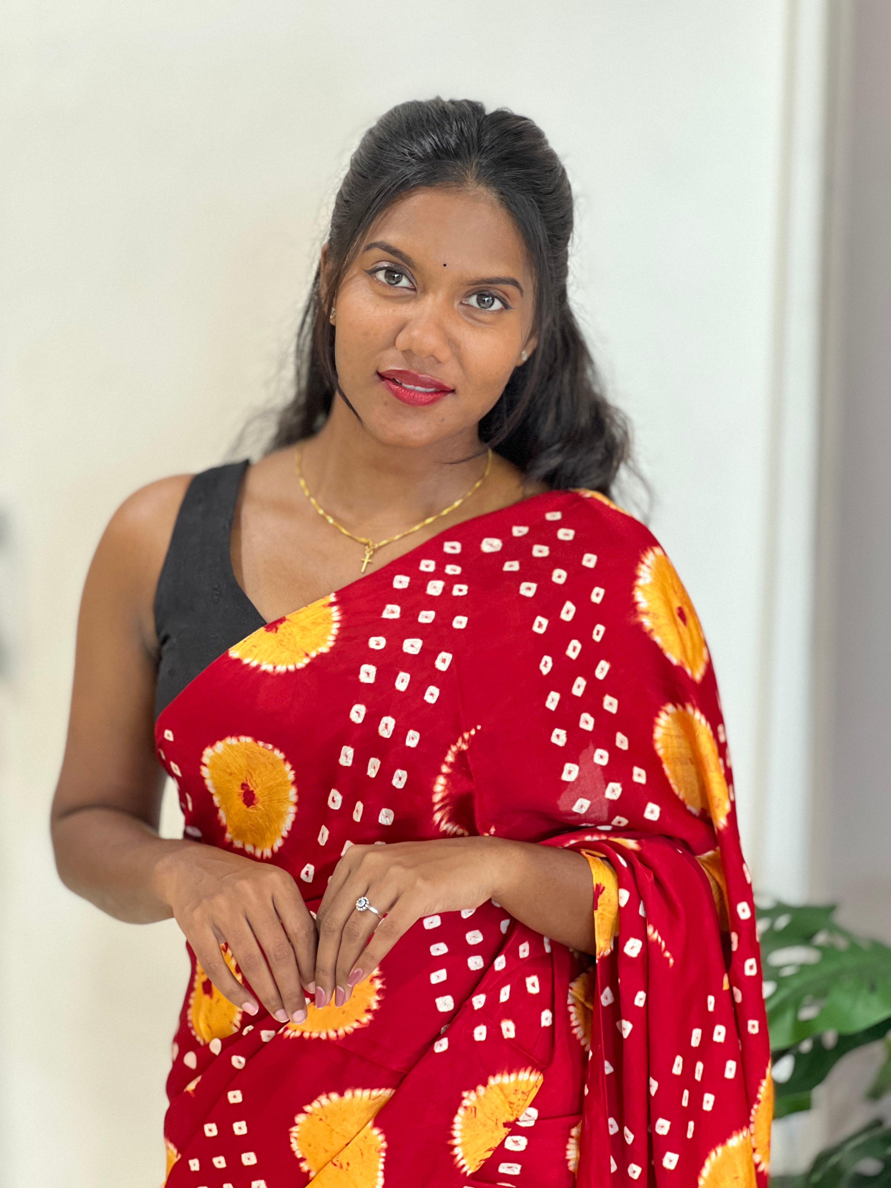 Lagdi Patta With Tie $ Dye Detailed Modal Silk Saree | MSE103