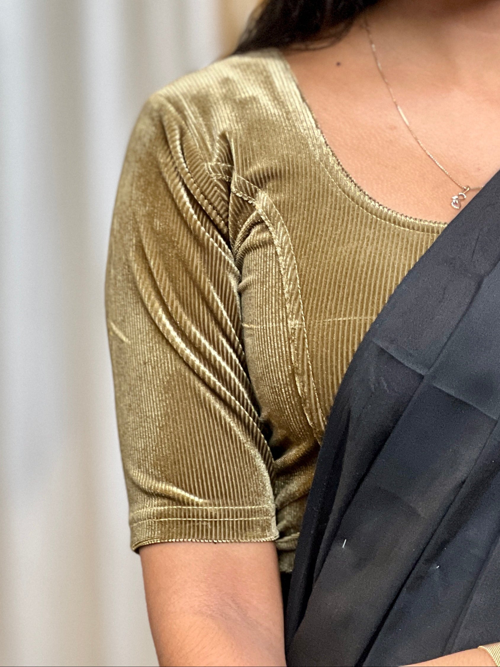 Solid Patterned Velvet Stitched Blouse | ALA110