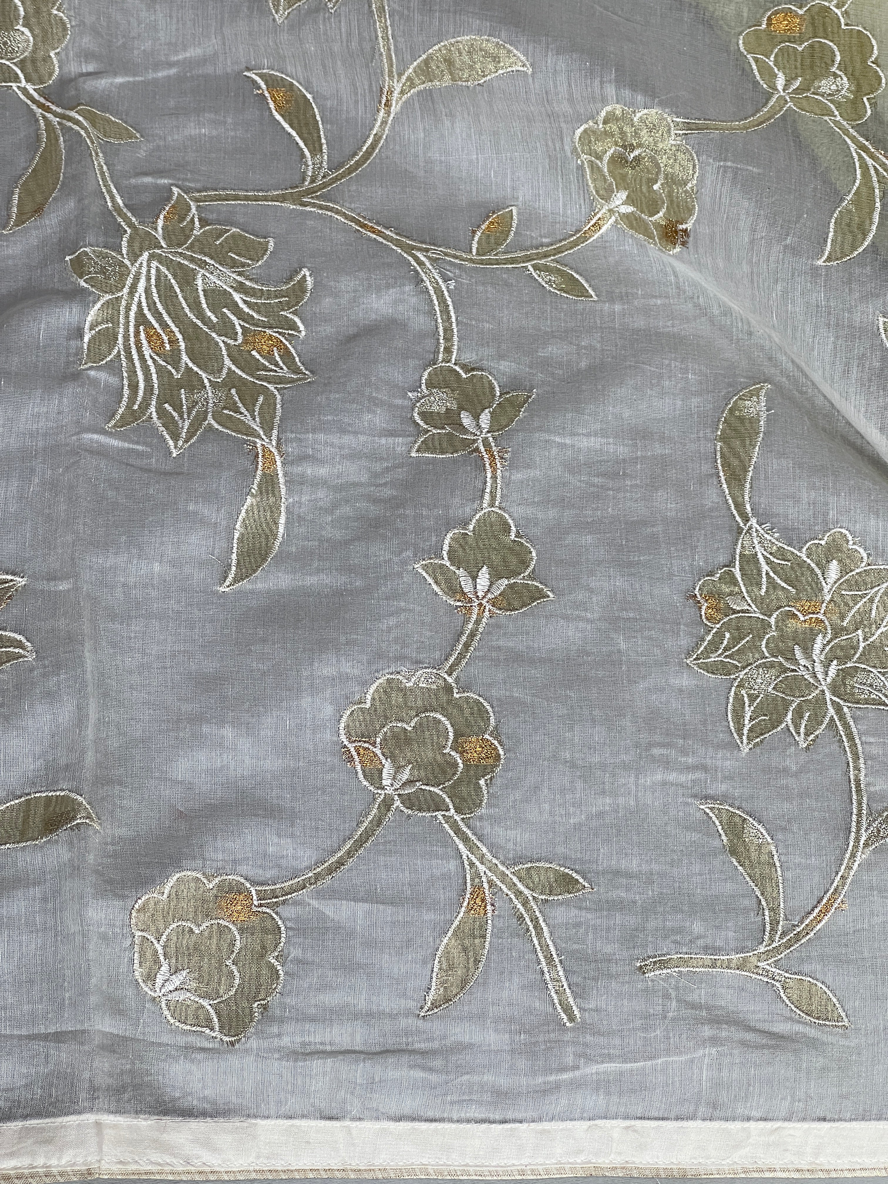 Tissue Applique Jaal Patterned Pure Chanderi Saree | AHD1913