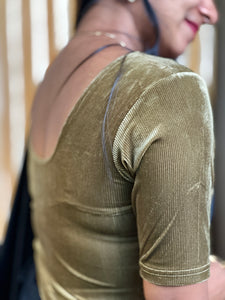 Solid Patterned Velvet Stitched Blouse | ALA110