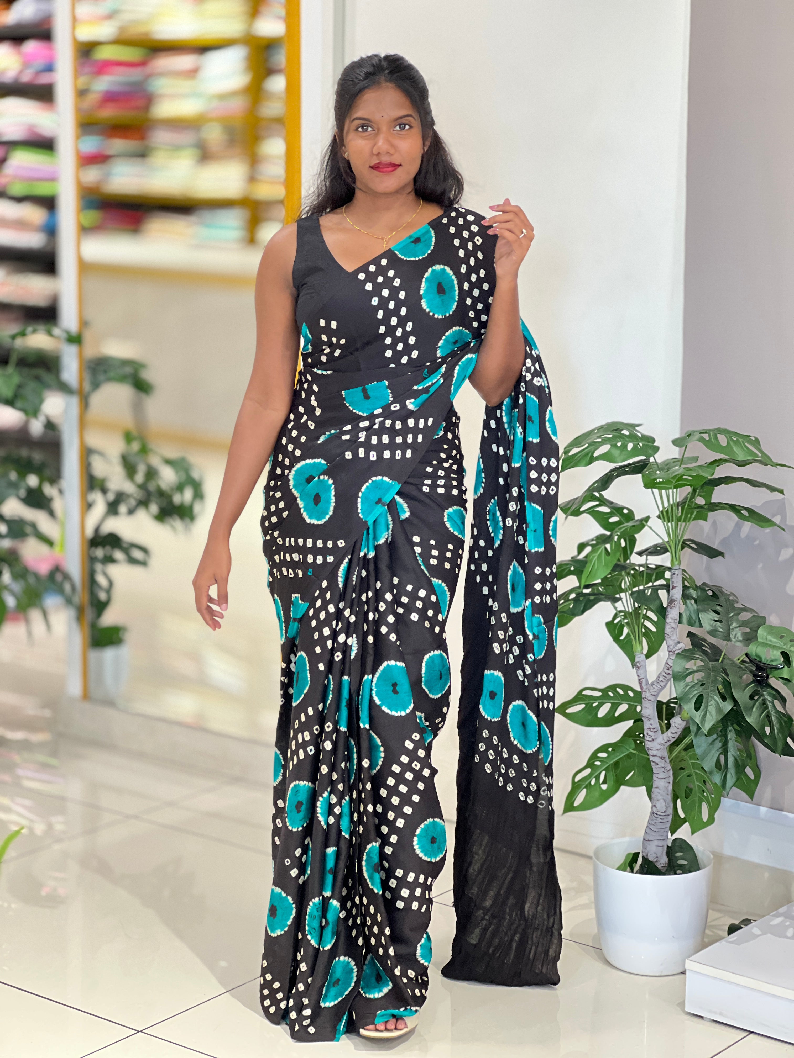 Lagdi Patta With Tie $ Dye Detailed Modal Silk Saree | MSE102