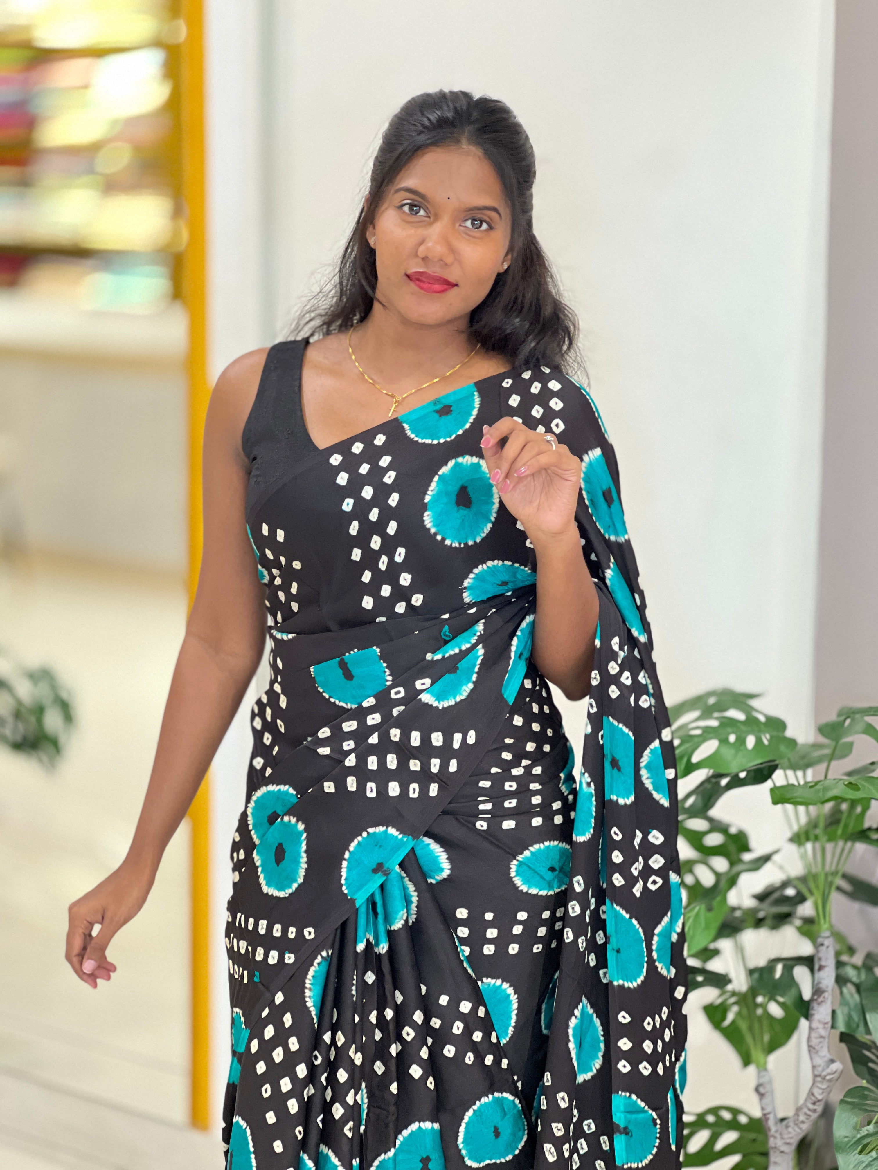 Lagdi Patta With Tie $ Dye Detailed Modal Silk Saree | MSE102