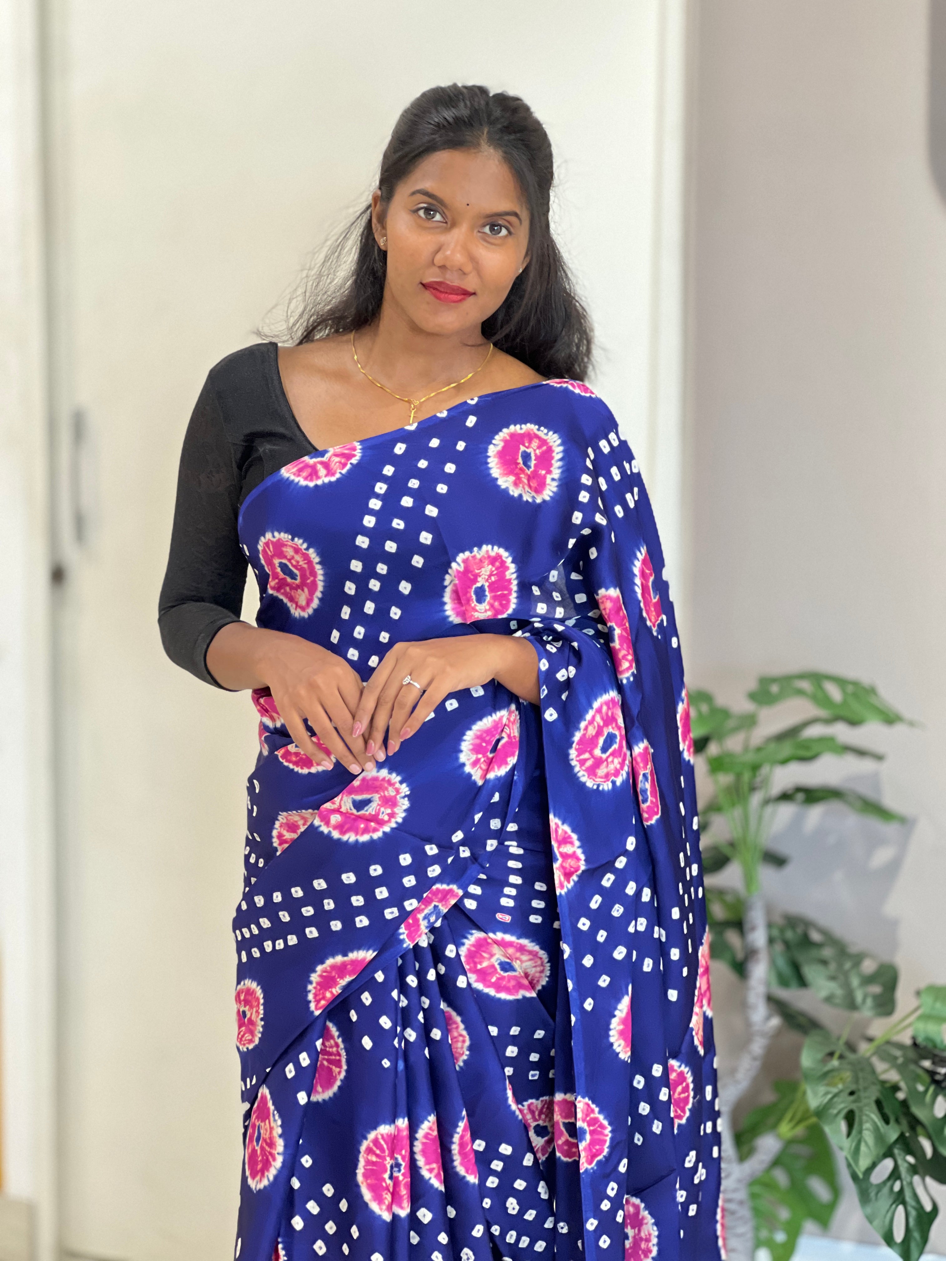 Lagdi Patta With Tie $ Dye Detailed Modal Silk Saree | MSE106