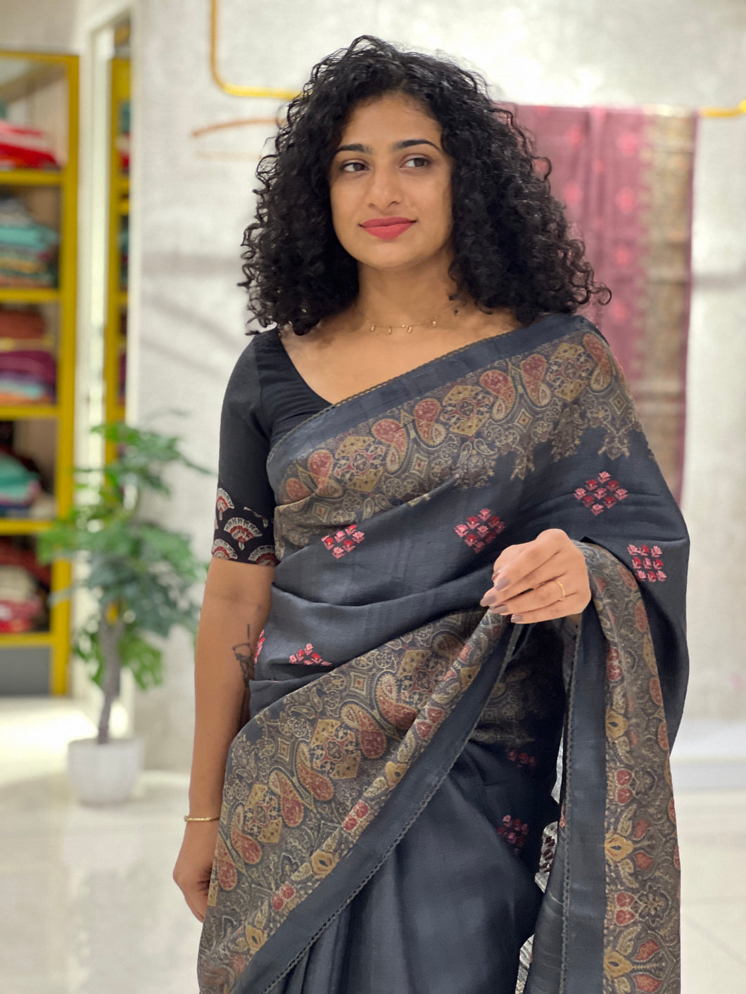 Pashmina Digital Printed Tussar Saree | SMC117