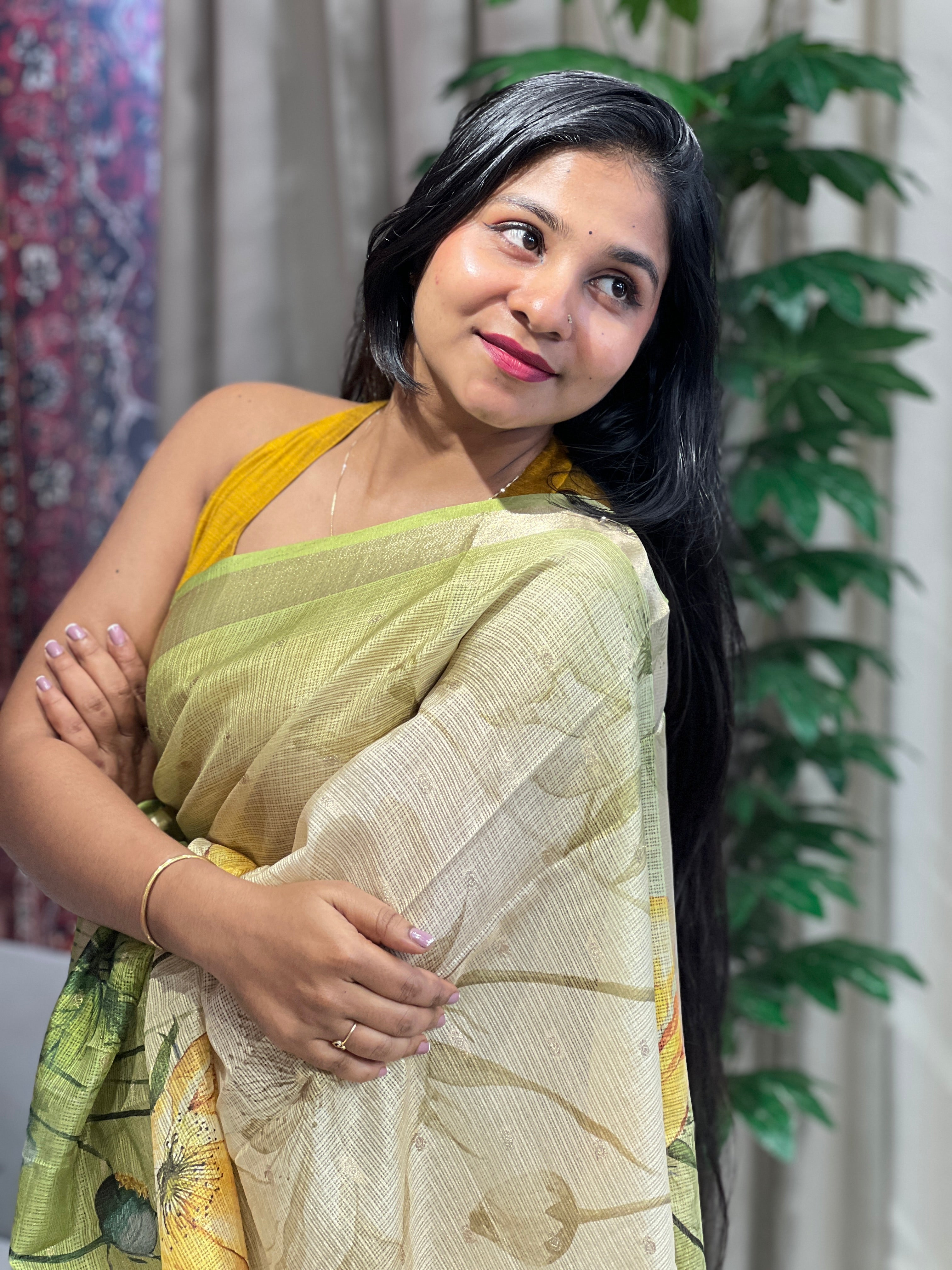 Floral Printed Silky Kota Saree | HT274