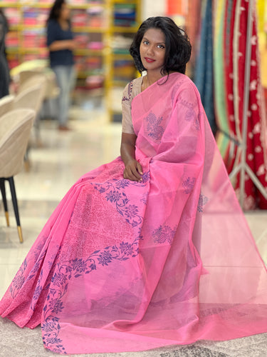Block Printed Supernet Kota Saree | ACT766