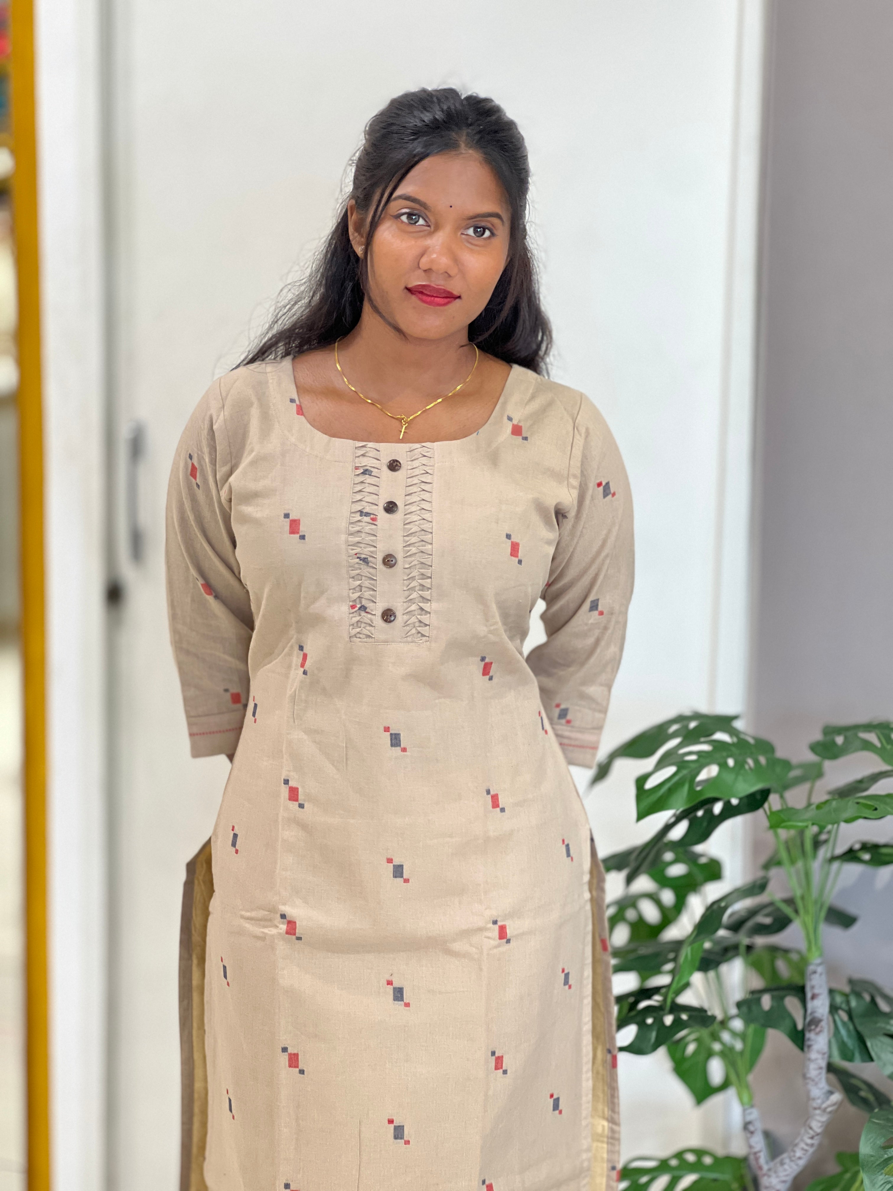 Thread Woven Buta Detailed Cotton Kurta Set | MSN206