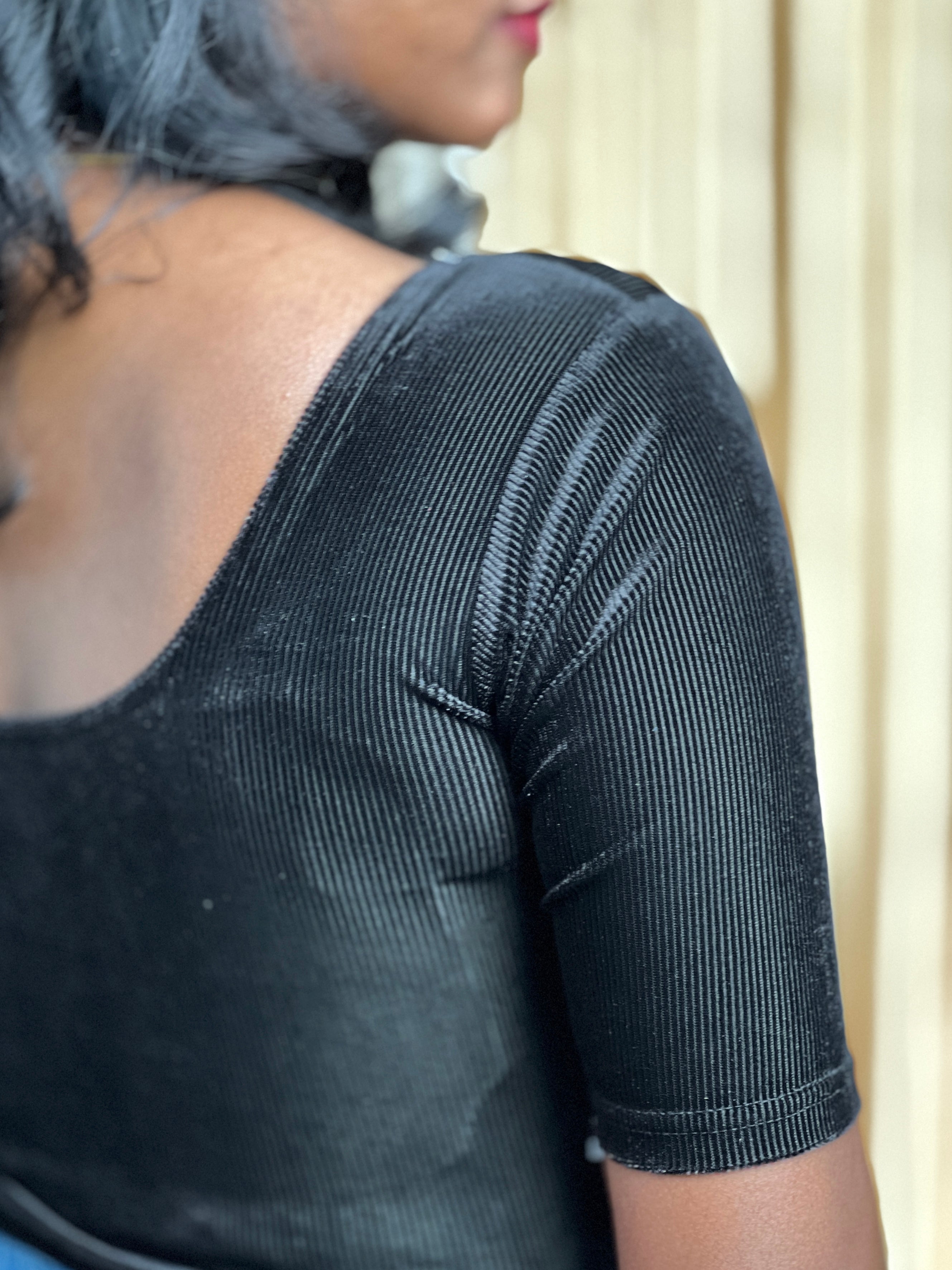 Solid Patterned Velvet Stitched Blouse | ALA109