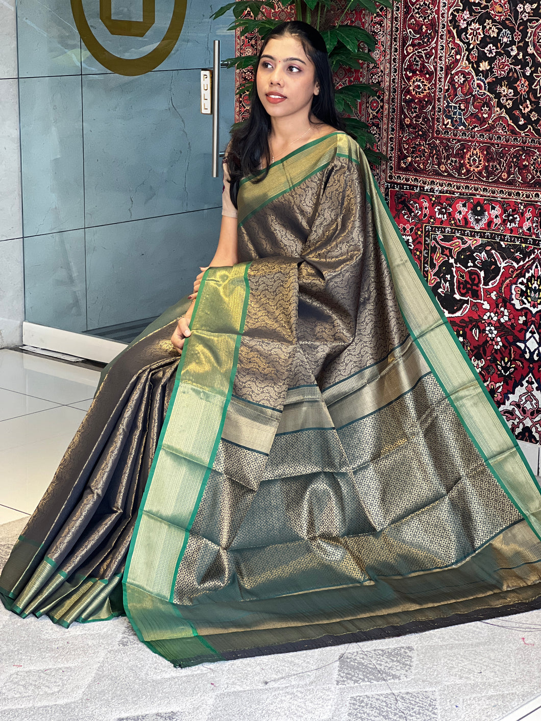 Golden Zari Weaving Semi Silk Saree | KAC184
