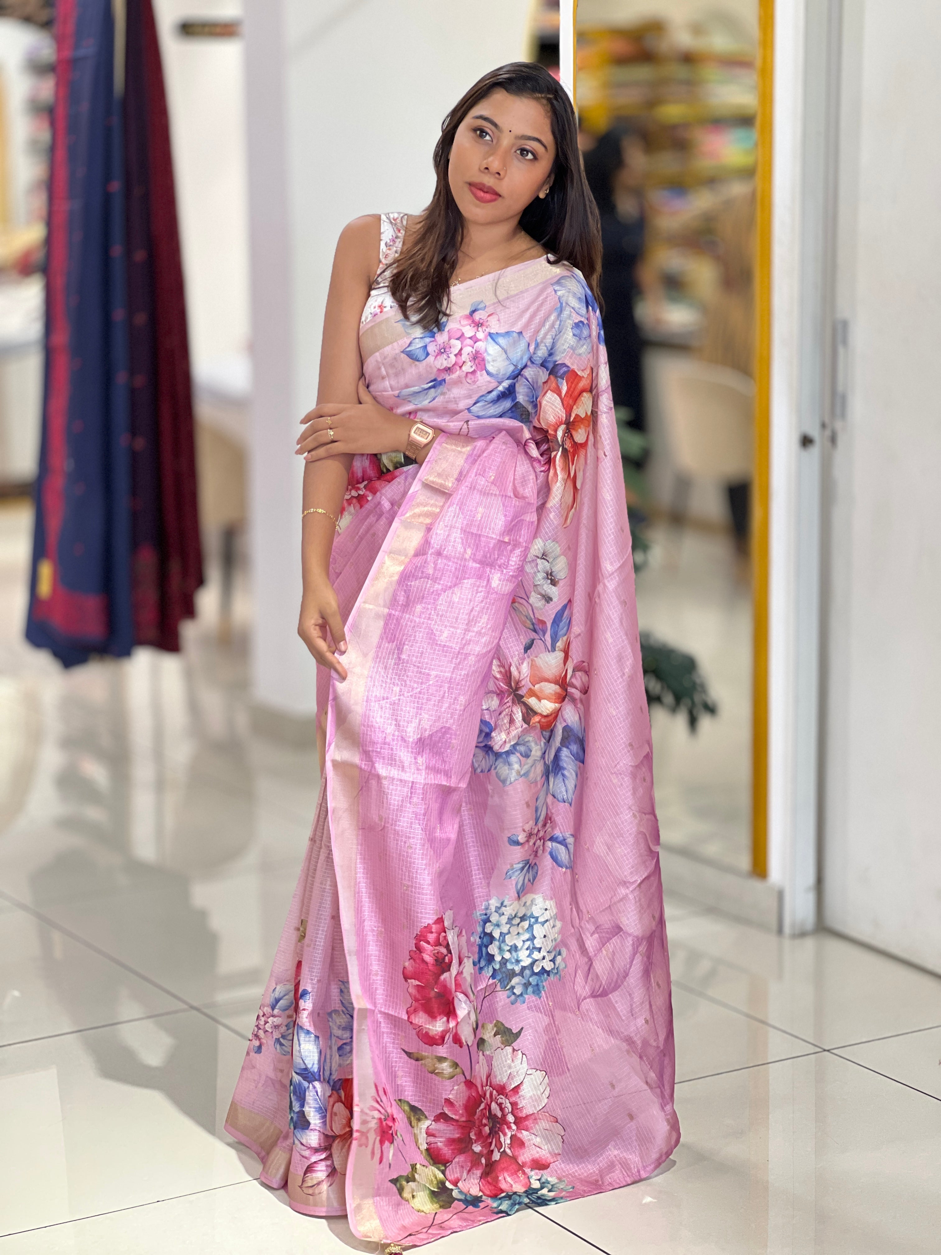 Floral Printed Silky Kota Saree | HT276