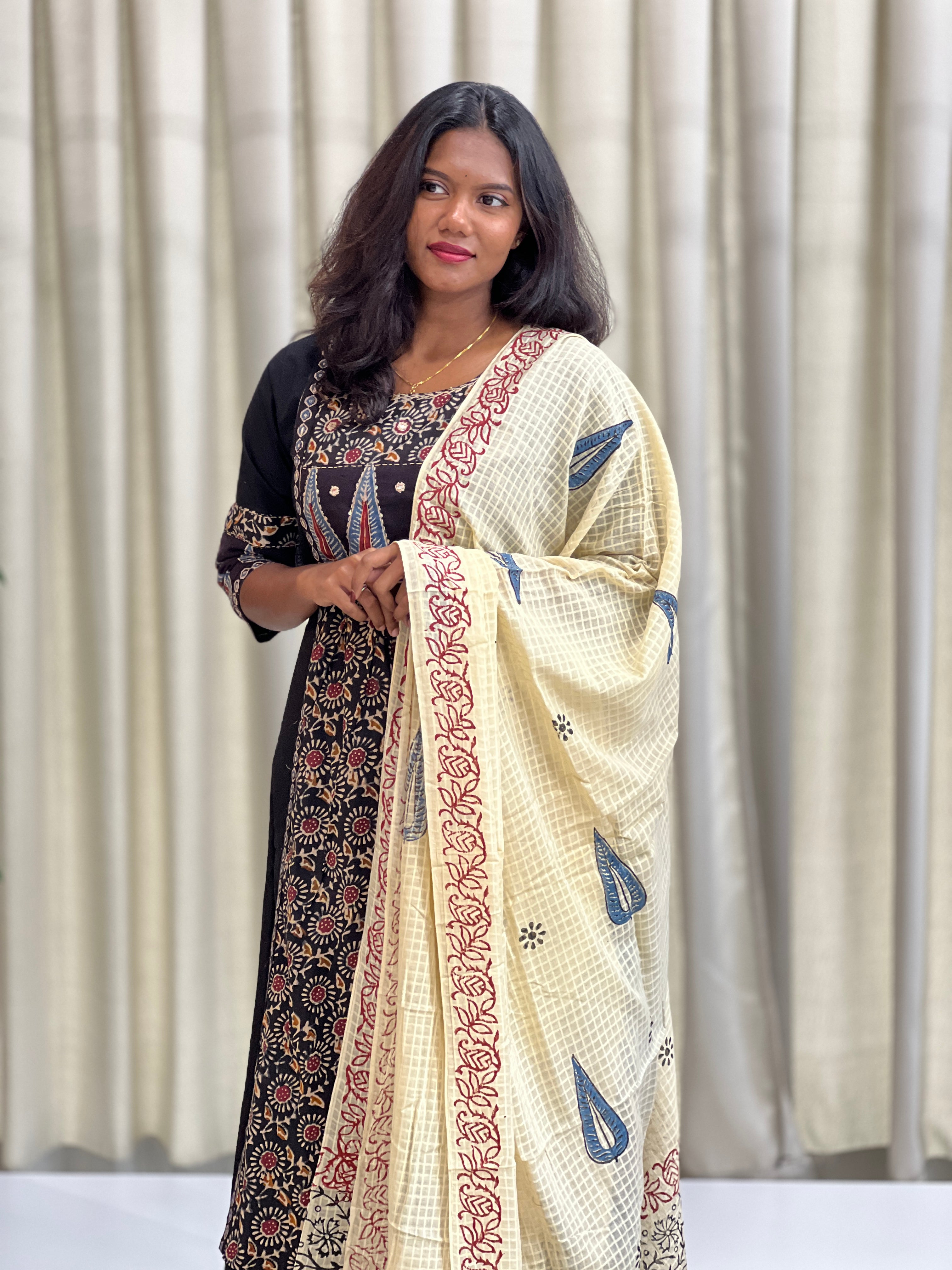 Printed Pattern A Line Cotton Kurta Set | KKR105