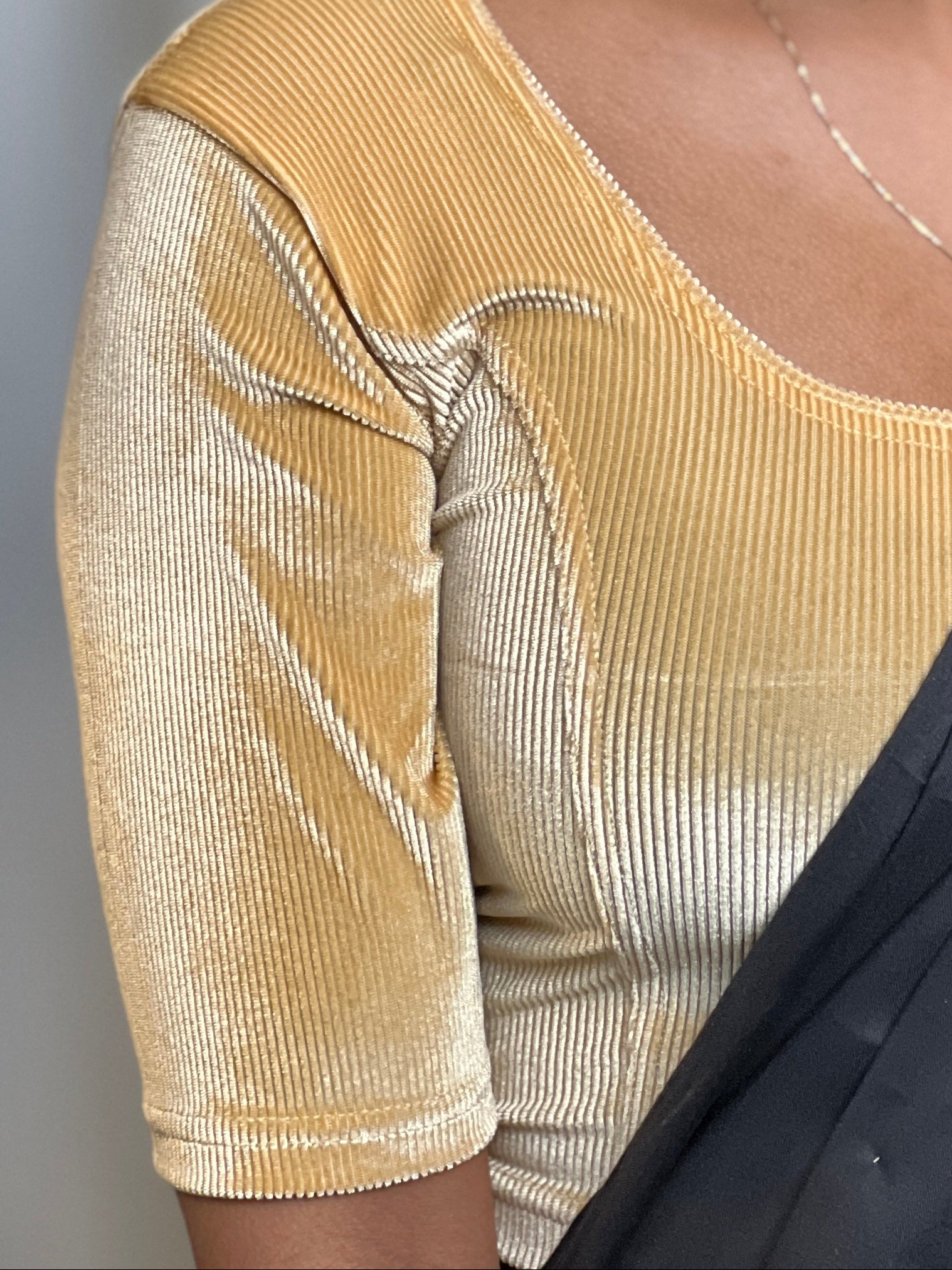 Solid Patterned Velvet Stitched Blouse | ALA111