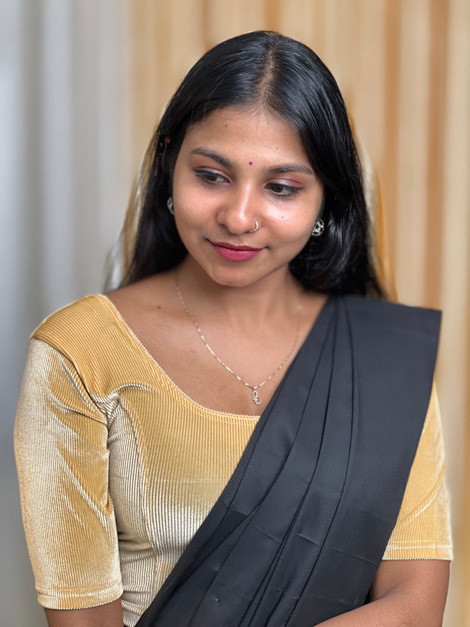 Solid Patterned Velvet Stitched Blouse | ALA111