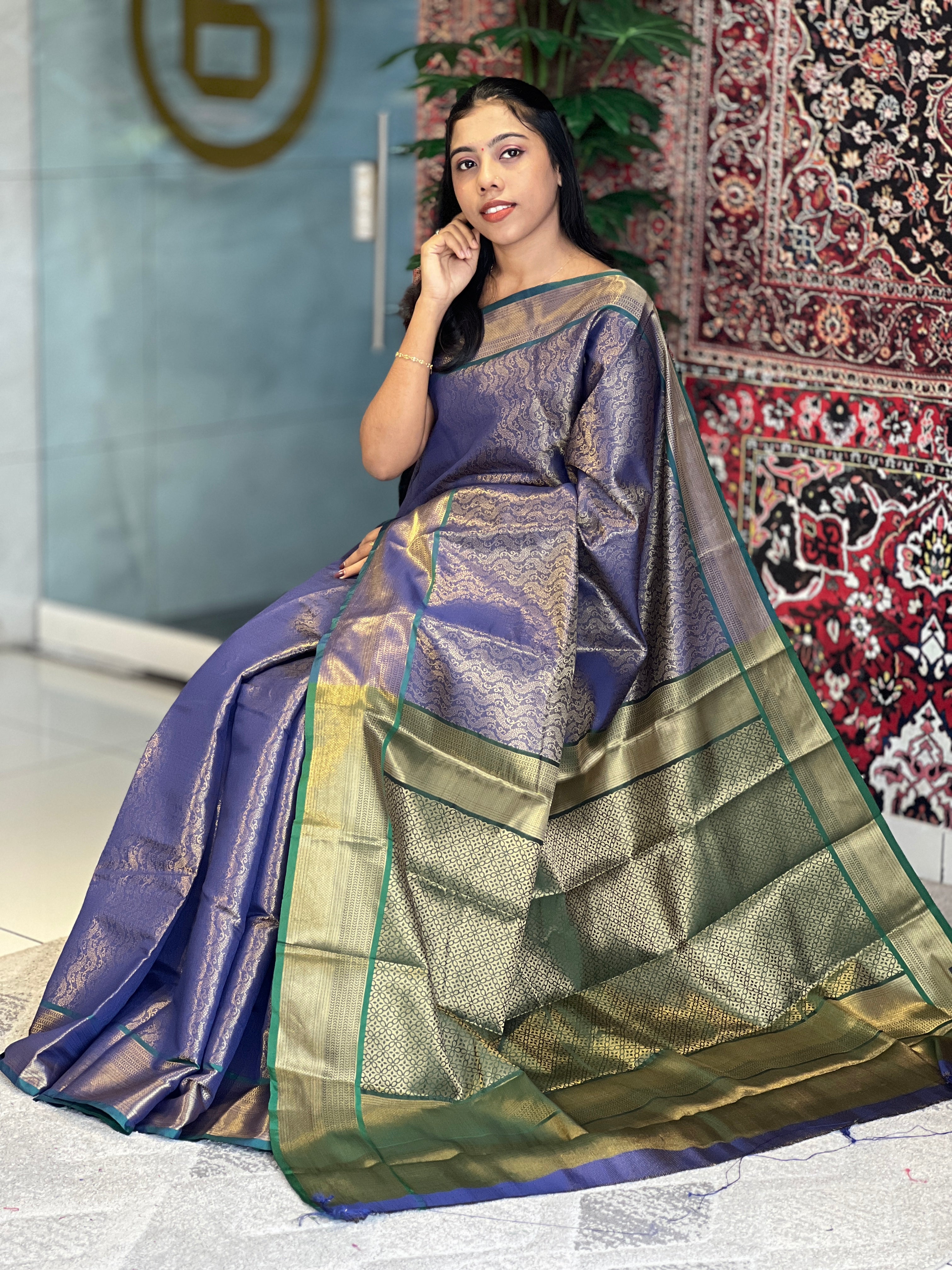 Golden Zari Weaving Semi Silk Saree | KAC183