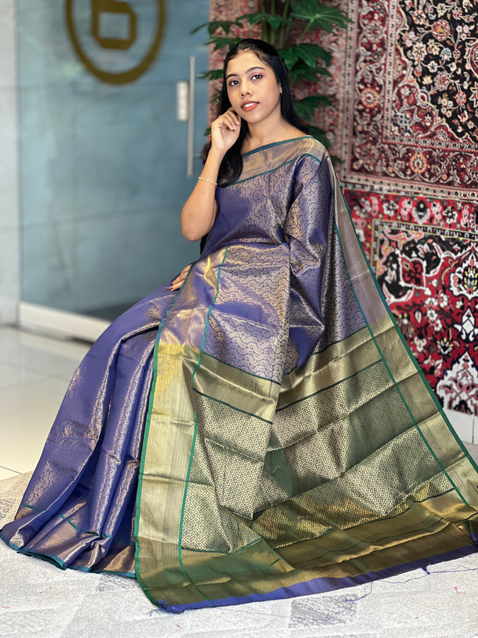 Golden Zari Weaving Semi Silk Saree | KAC183