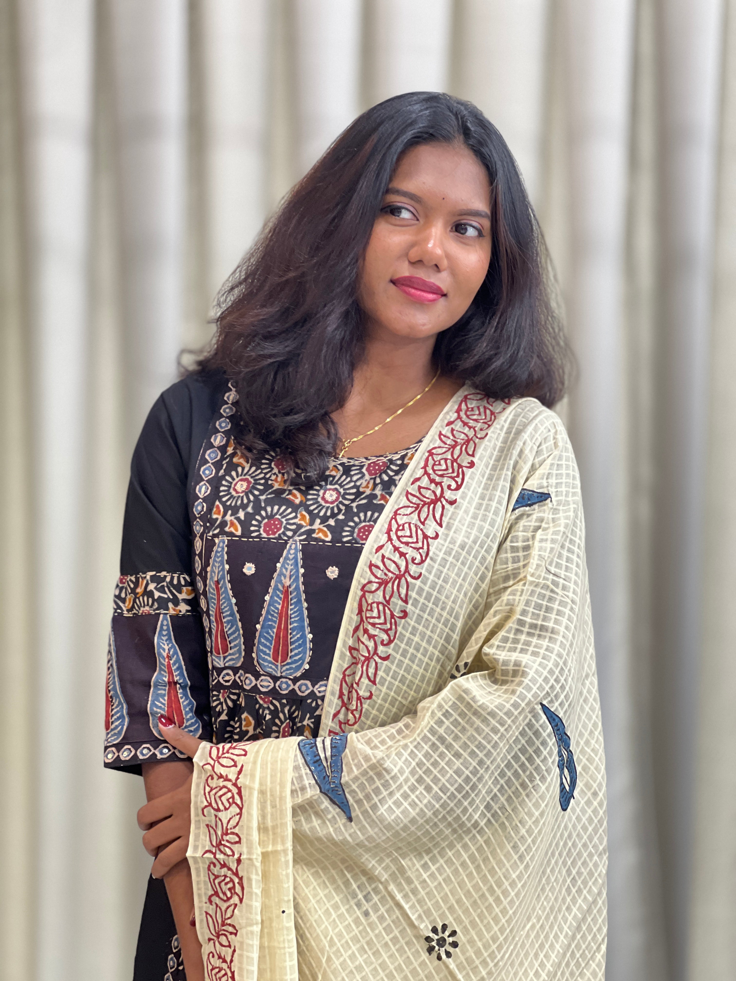 Printed Pattern A Line Cotton Kurta Set | KKR105