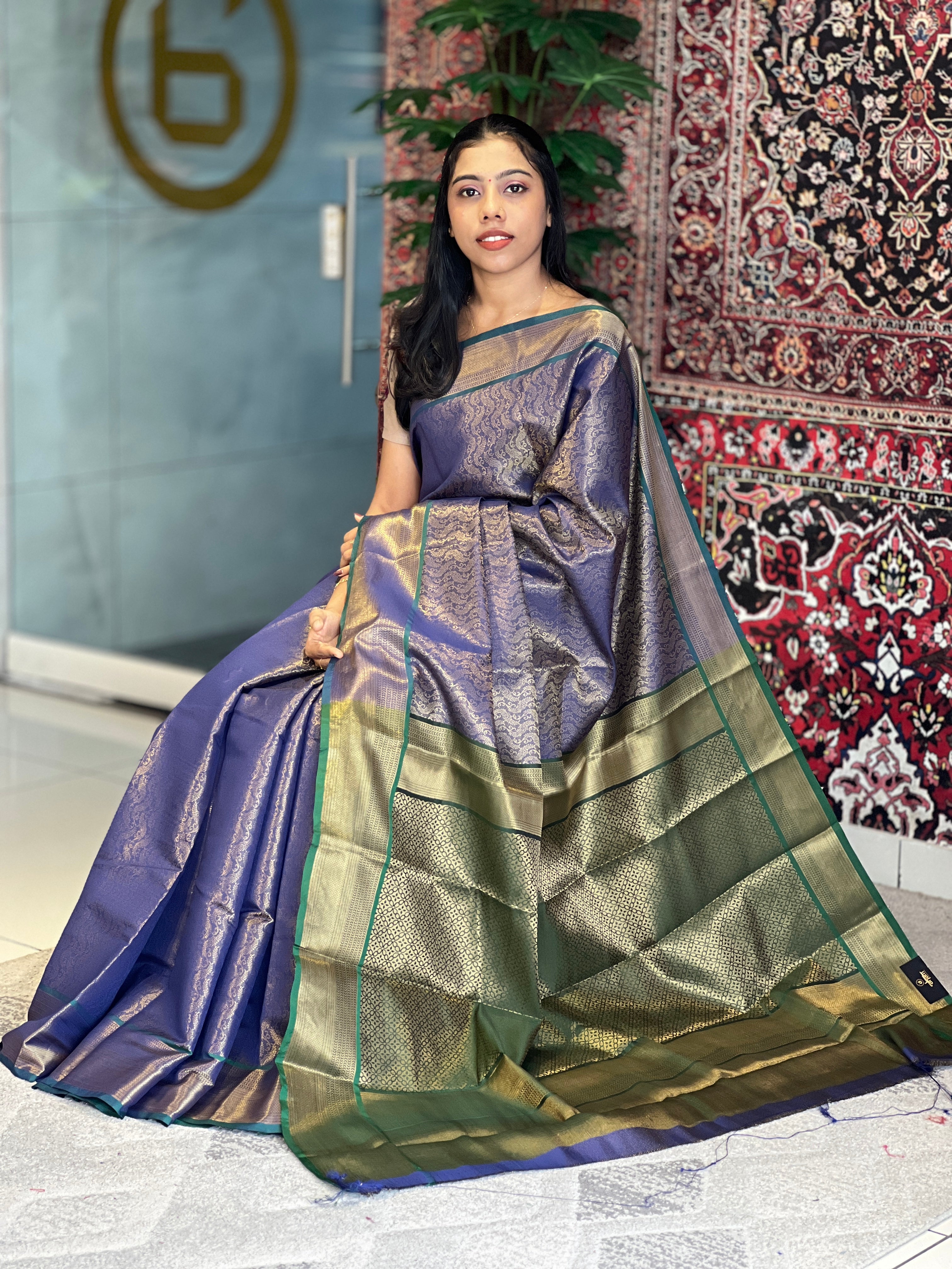Golden Zari Weaving Semi Silk Saree | KAC183