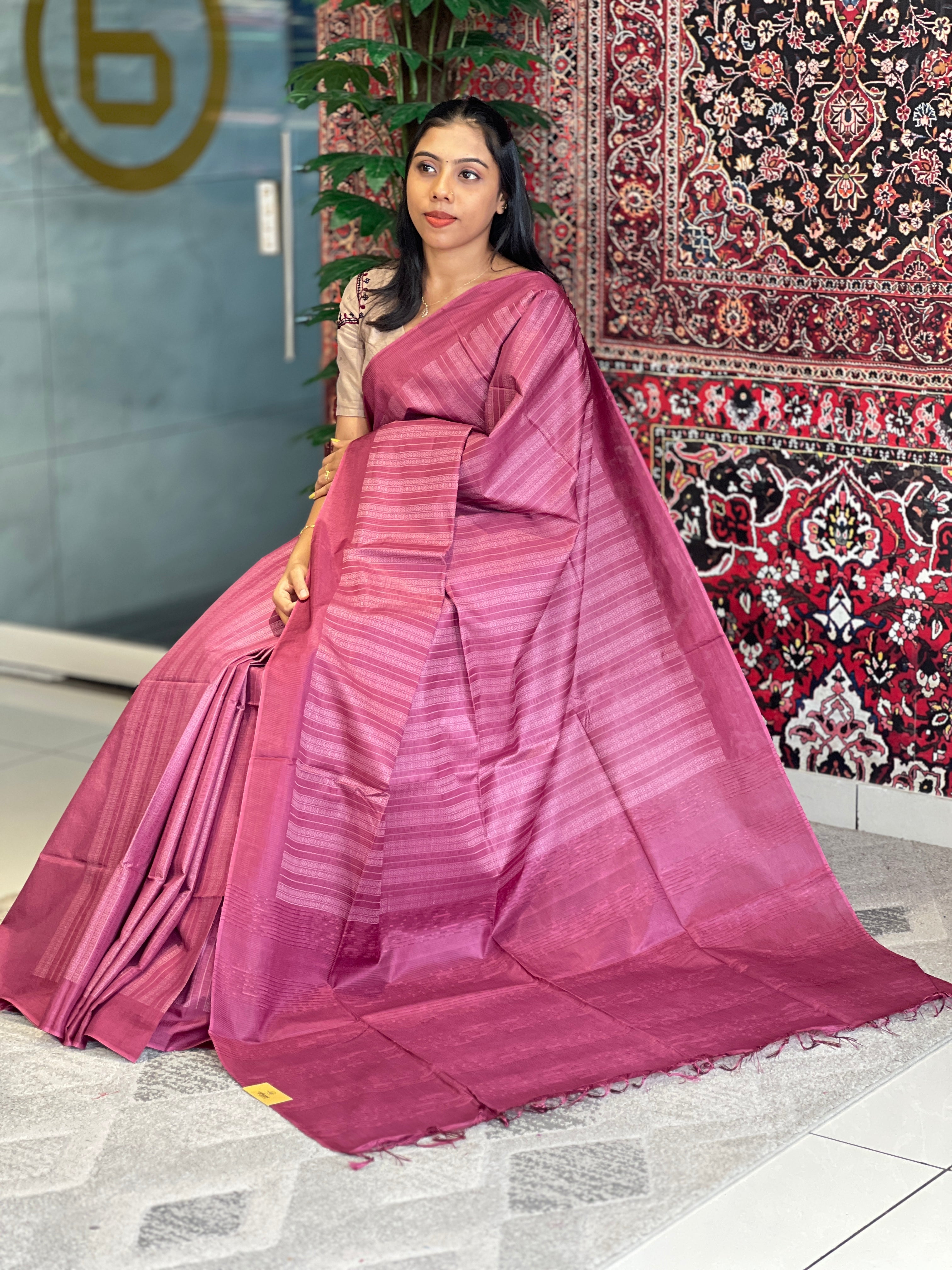 Thread Weaving Bamboo Tussar Saree | PNS150