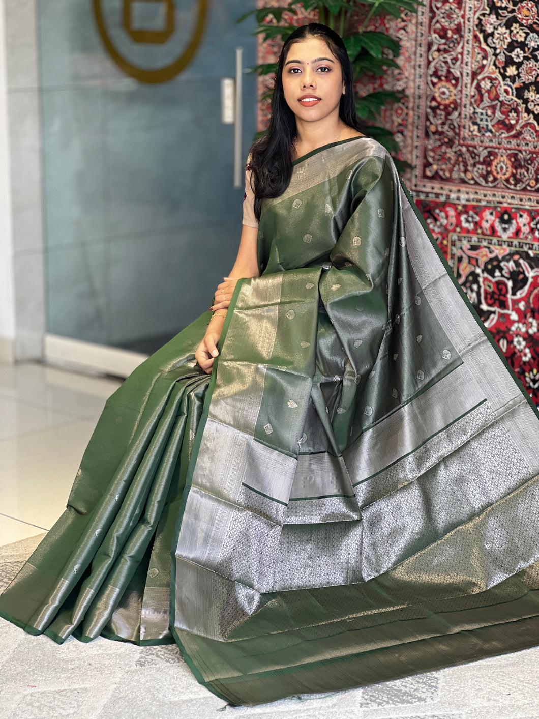 Silver Zari Weaving Semi Silk Saree | KAC181