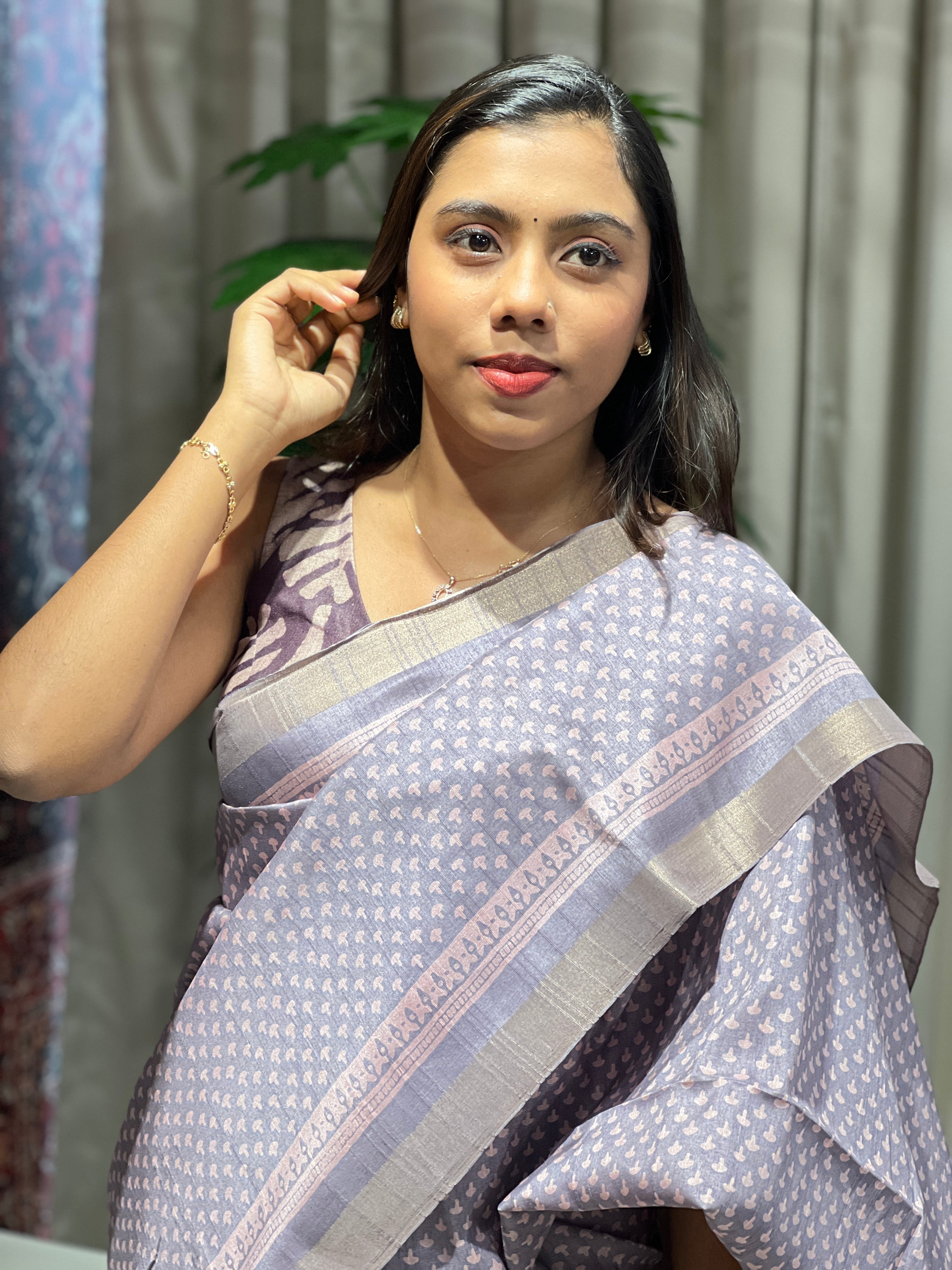 Printed Semi Tussar Saree | SSN451