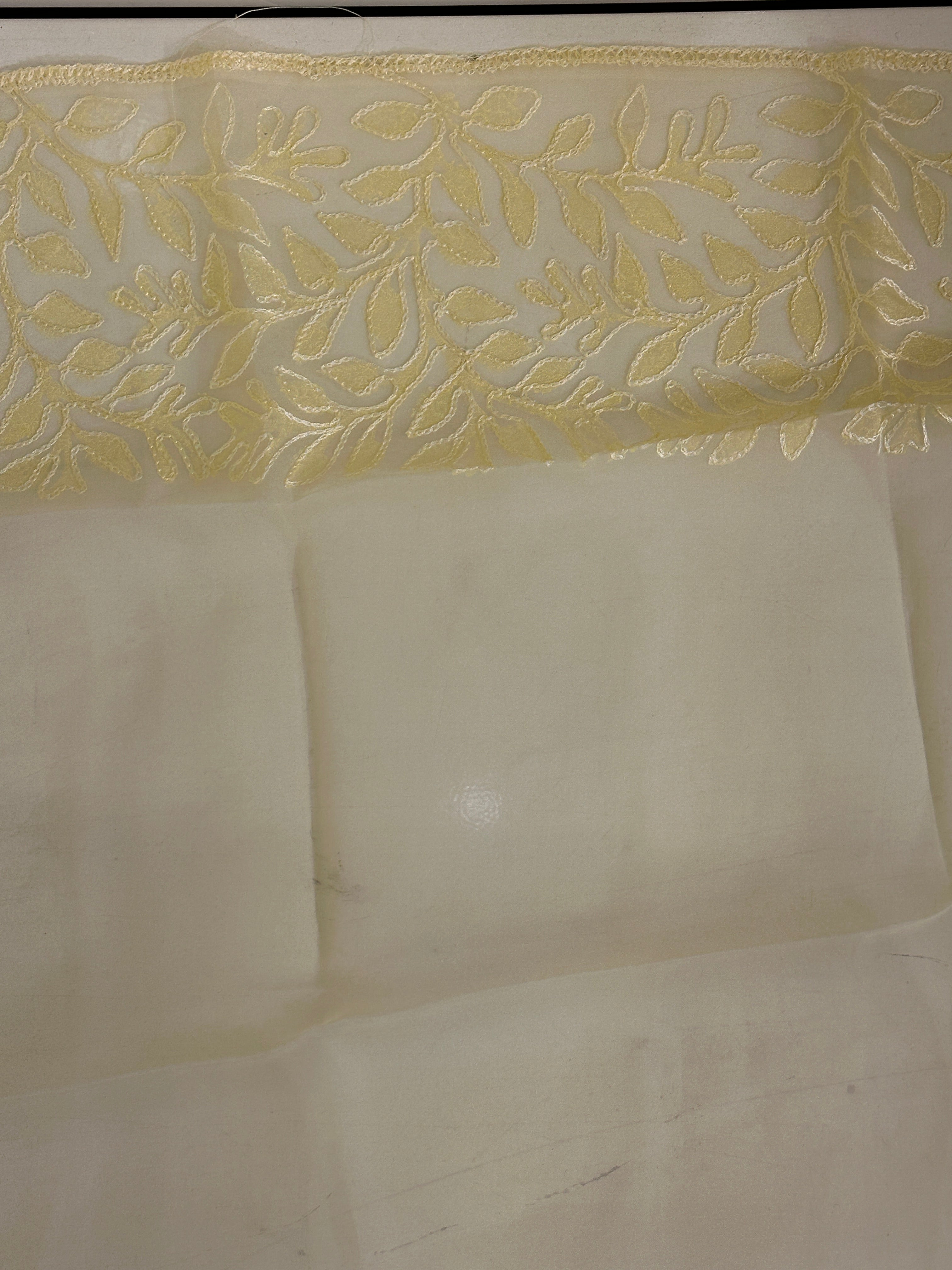 Block Print With Aari Embroidery Detailed Viscose Organza Saree | JSC163