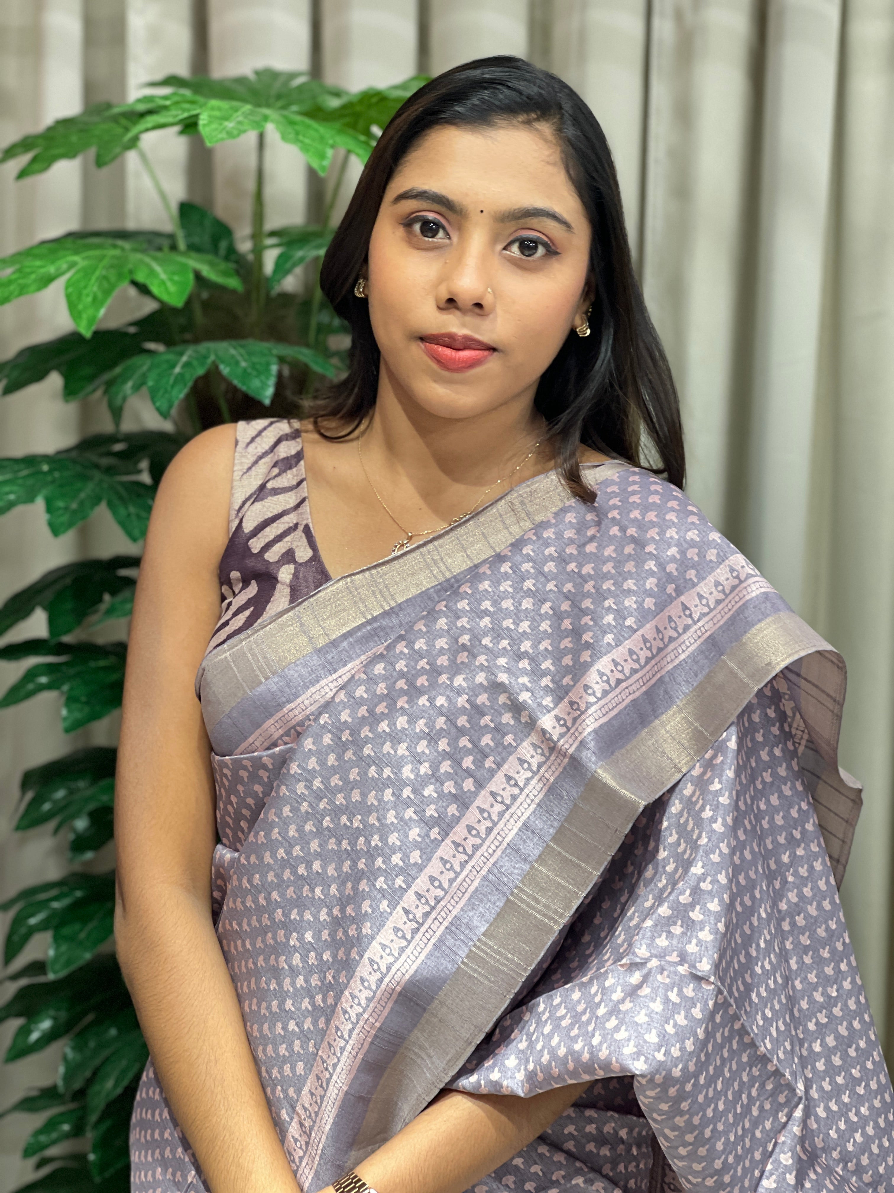 Printed Semi Tussar Saree | SSN451