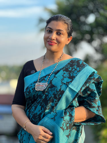 Floral Printed Chanderi Saree | RGD685