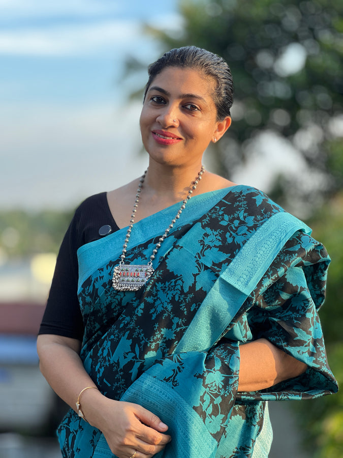 Floral Printed Chanderi Saree | RGD685
