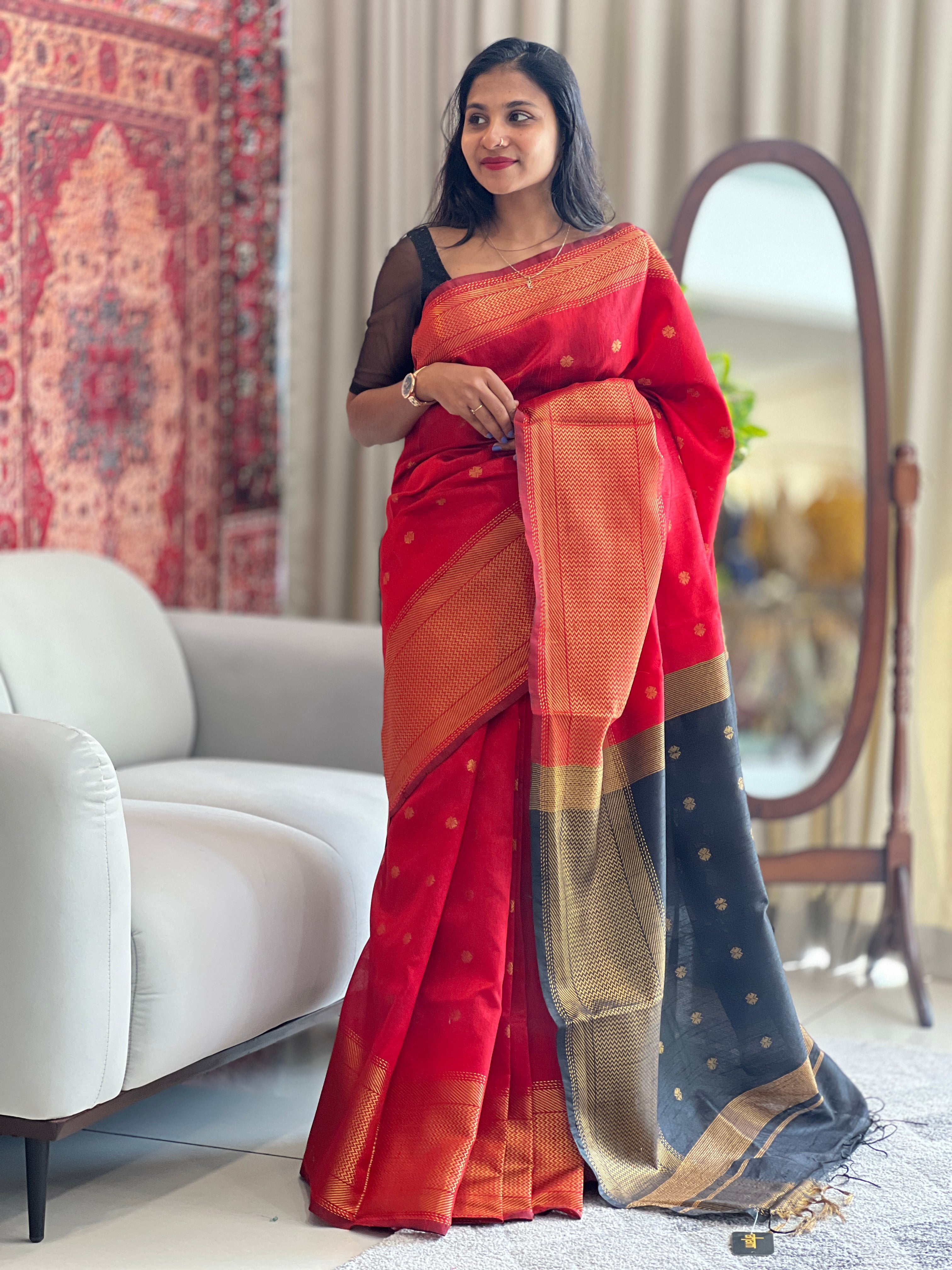 Zari Weaved Raw Silk Finish Saree | NHH333