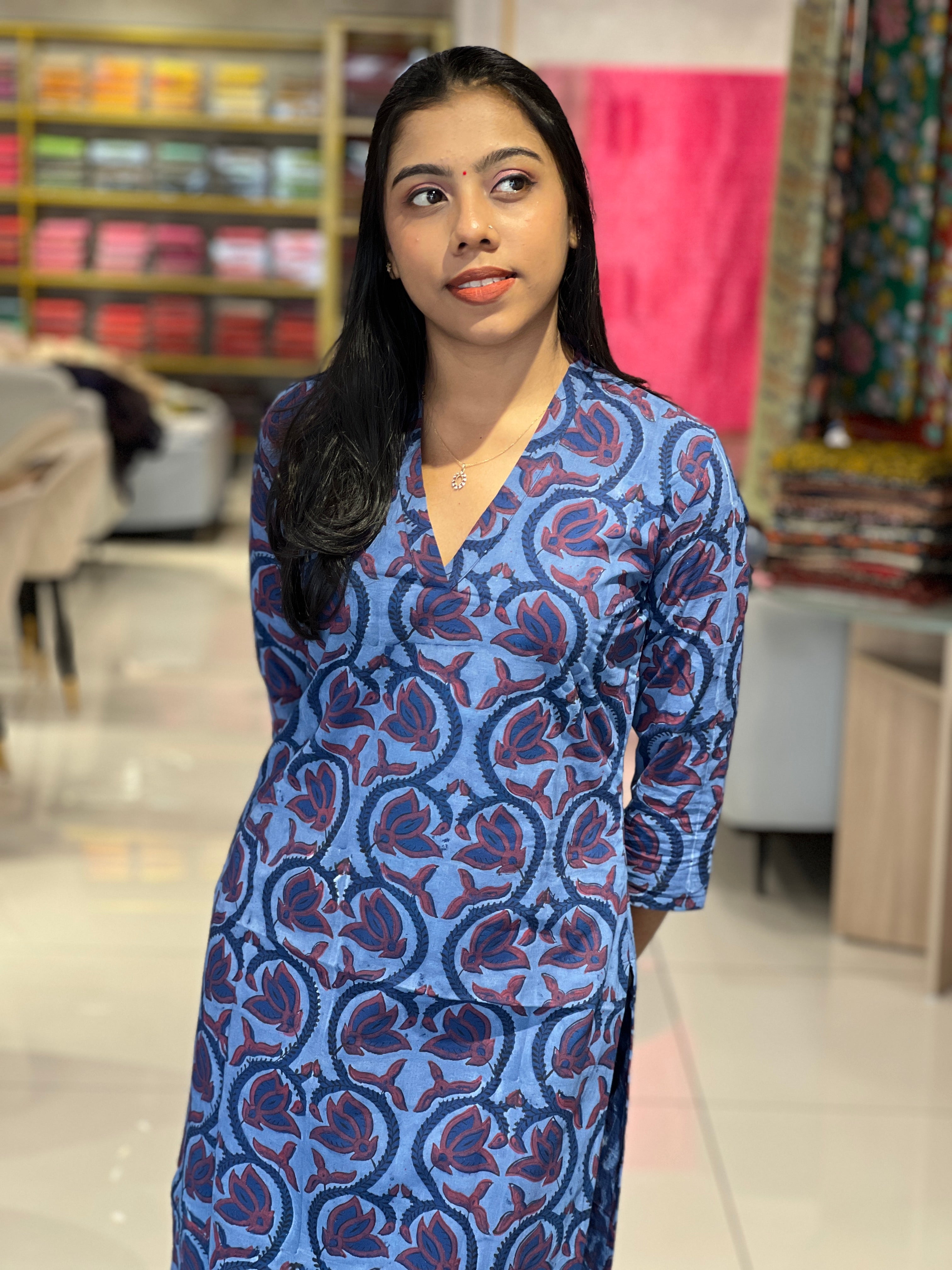 Floral Printed Cotton Kurta | DNT662