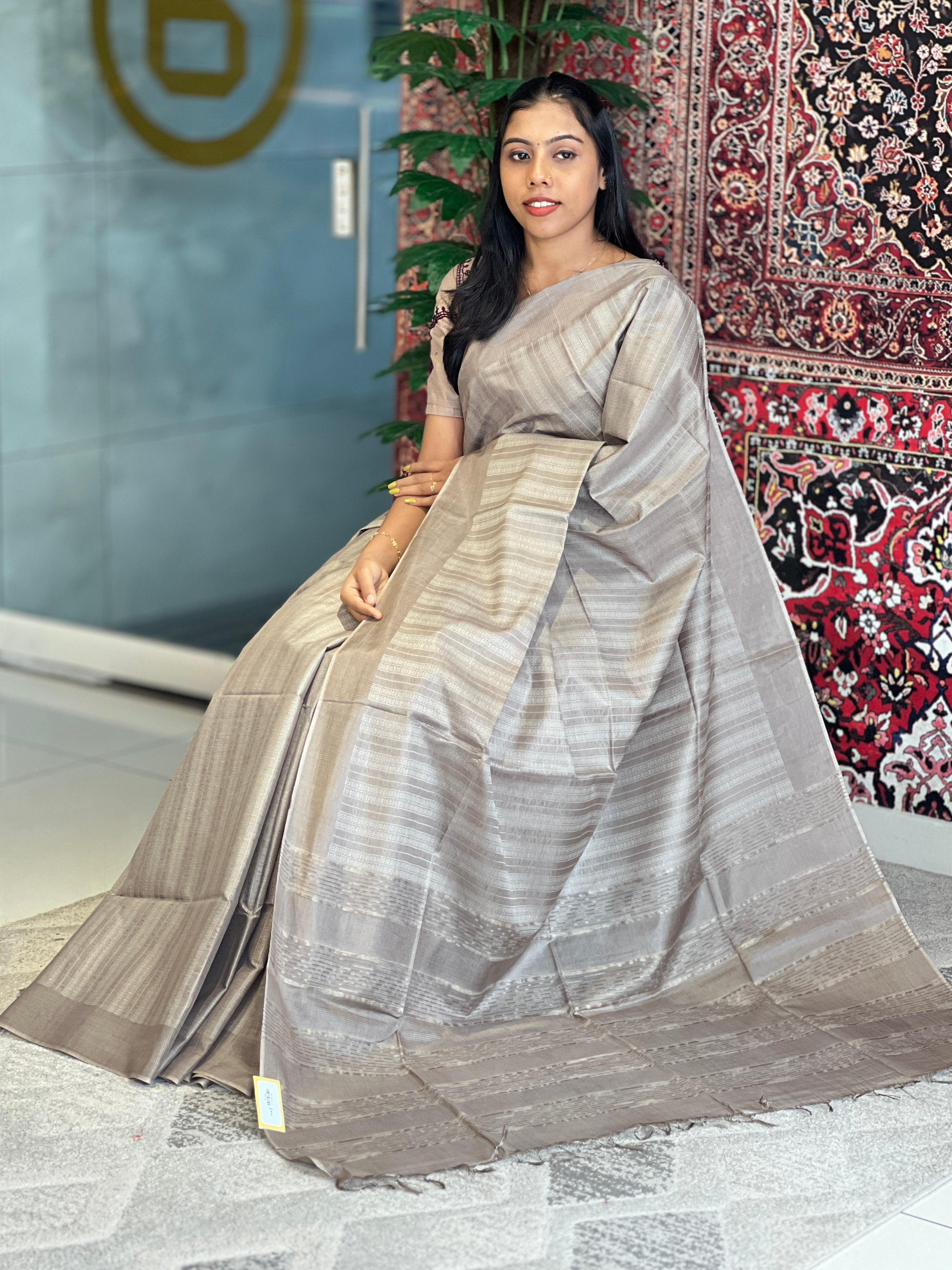 Thread Weaving Bamboo Tussar Saree | PNS149