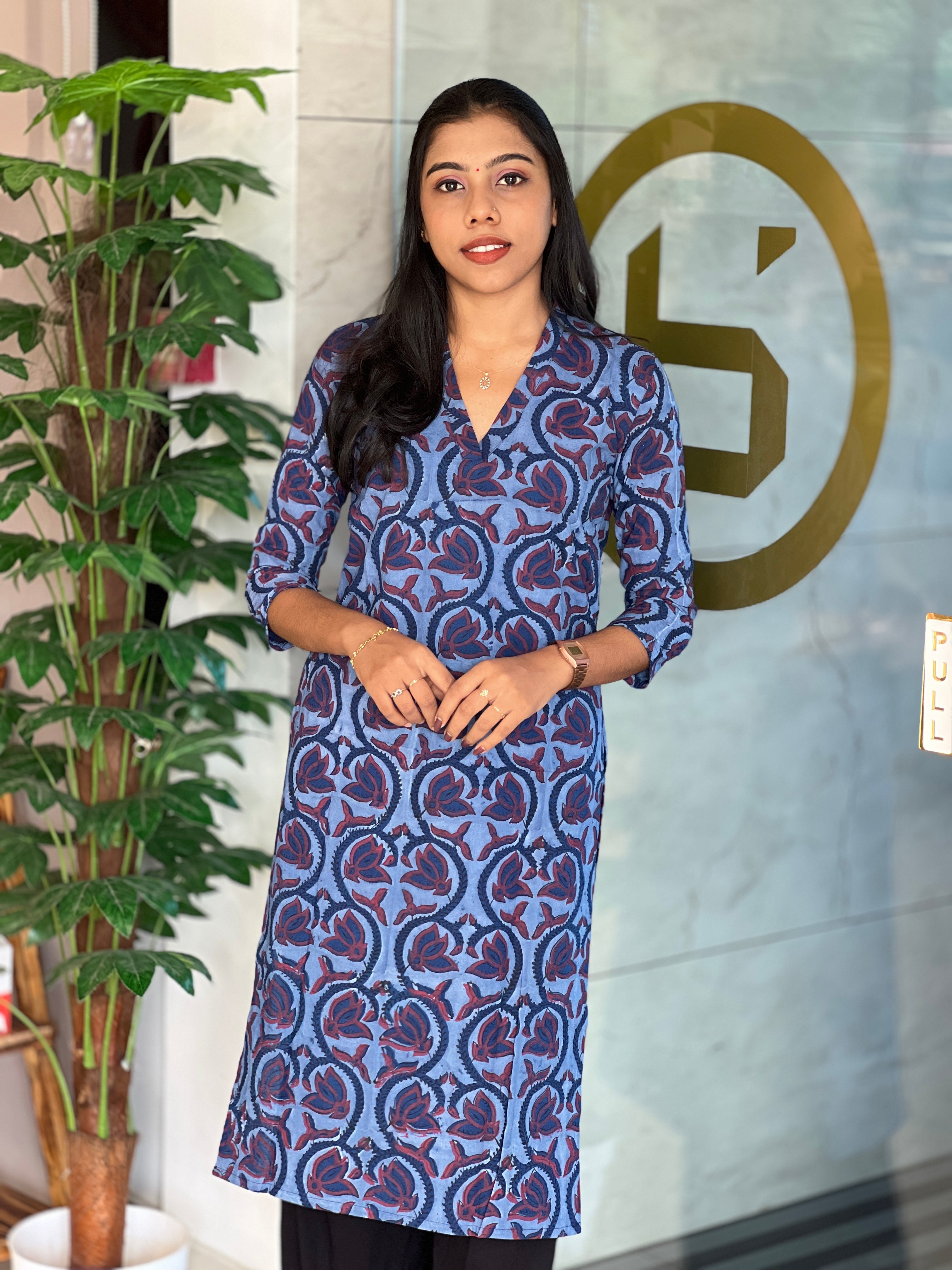 Floral Printed Cotton Kurta | DNT662