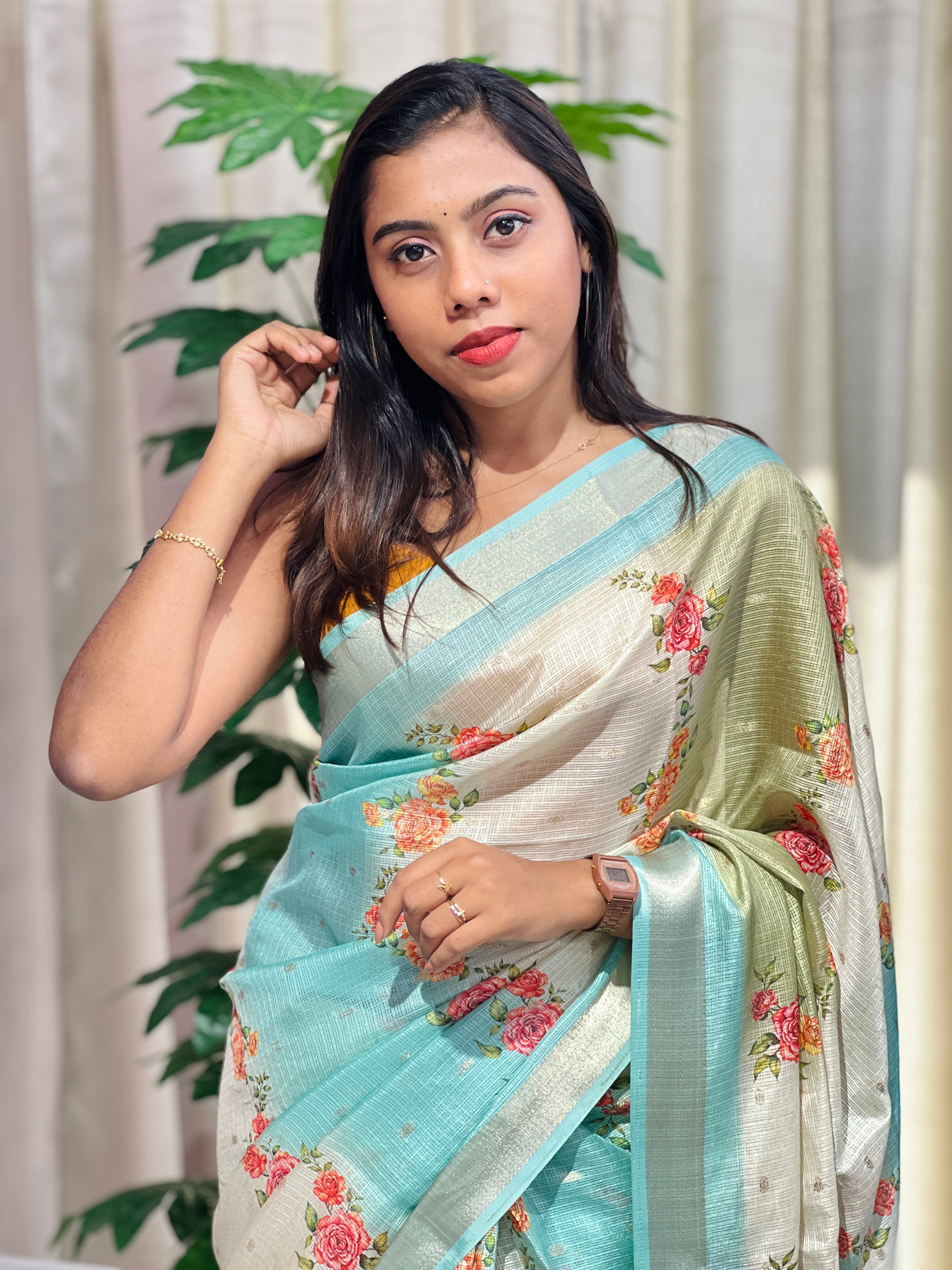 Floral Digital Printed Silky Kota Saree | HT277