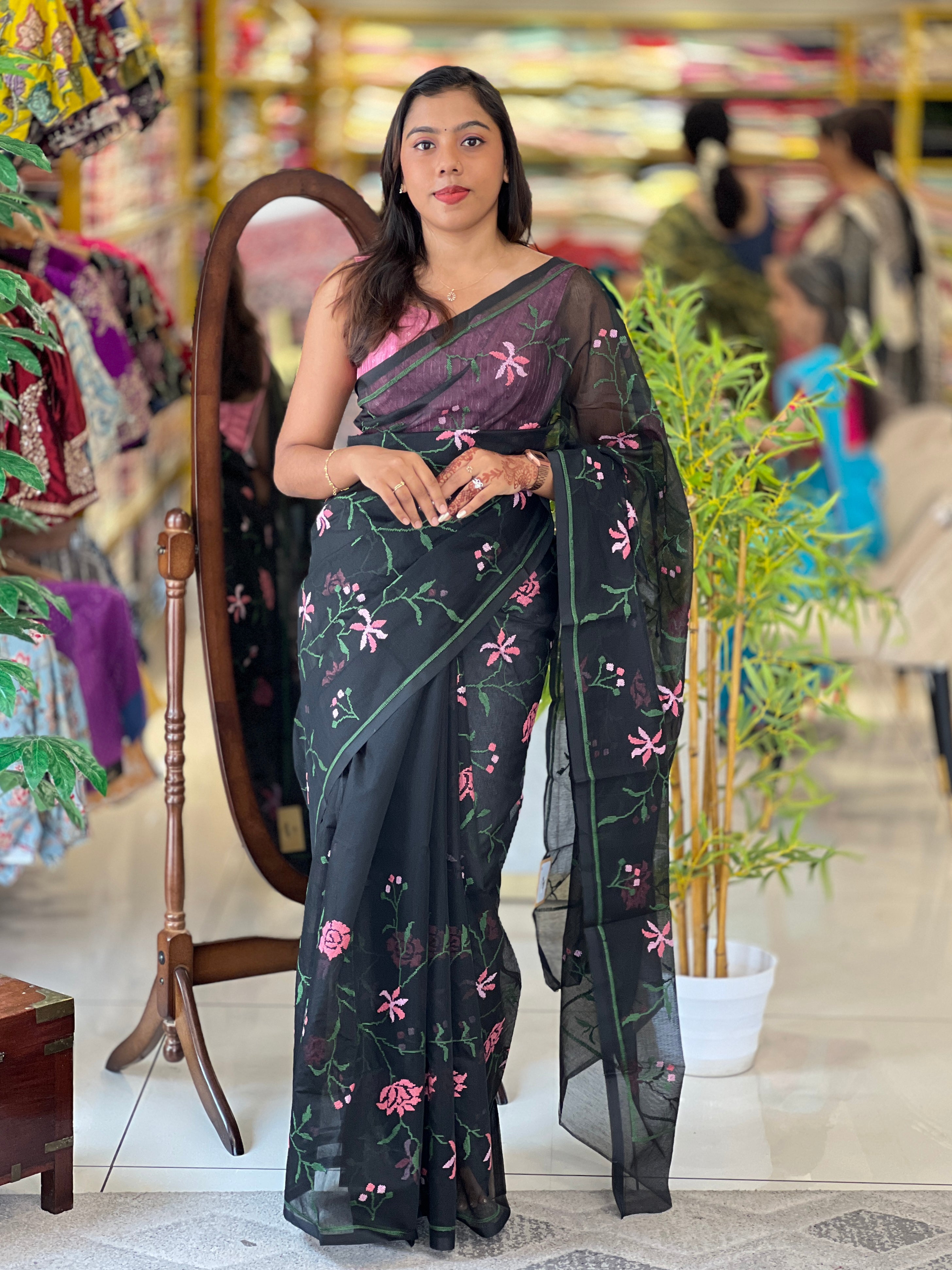 Cross Stitch Embroidery Detailed Kota Saree | JSC662