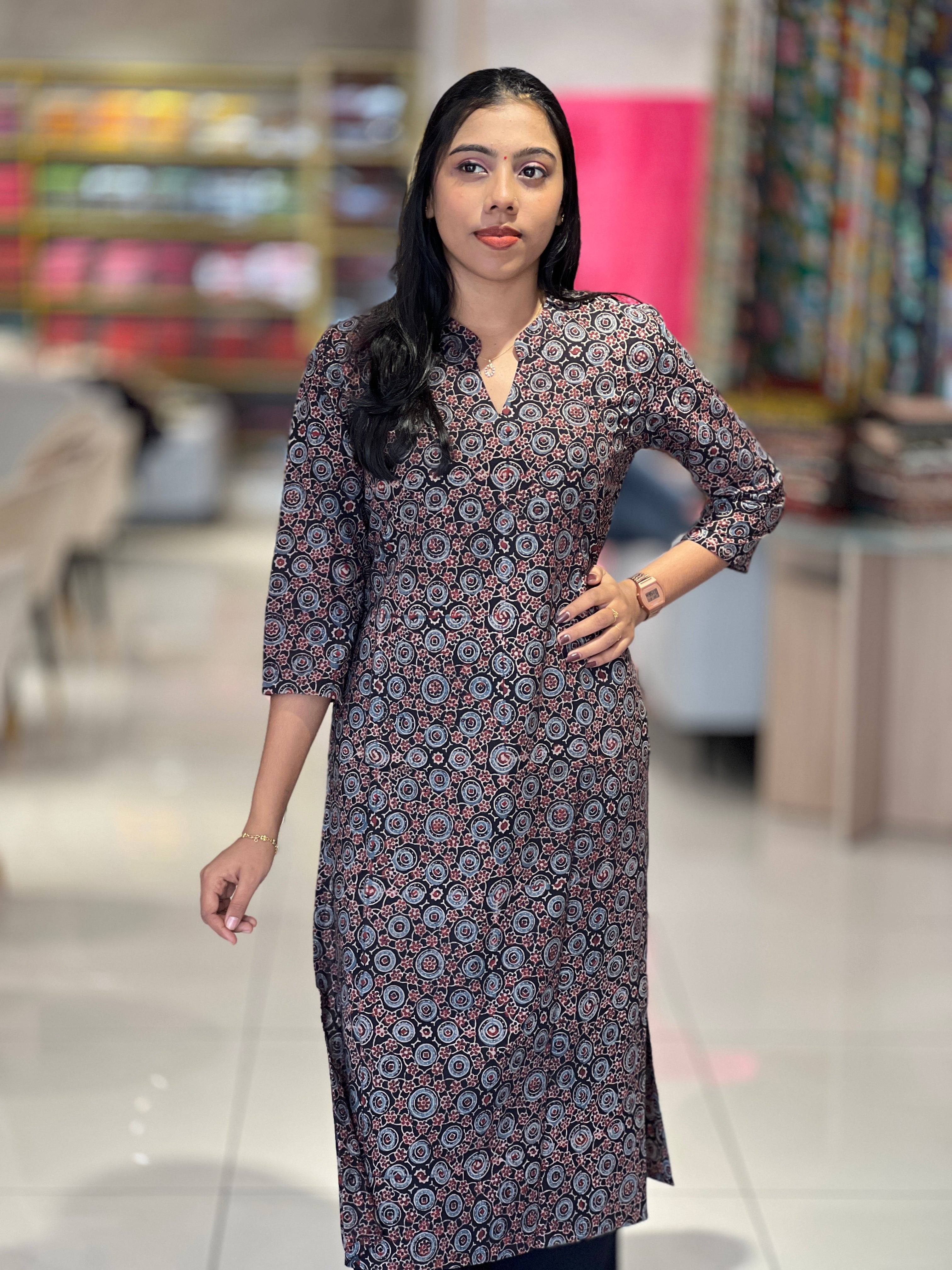 Print Detailed Cotton Kurta | DNT635