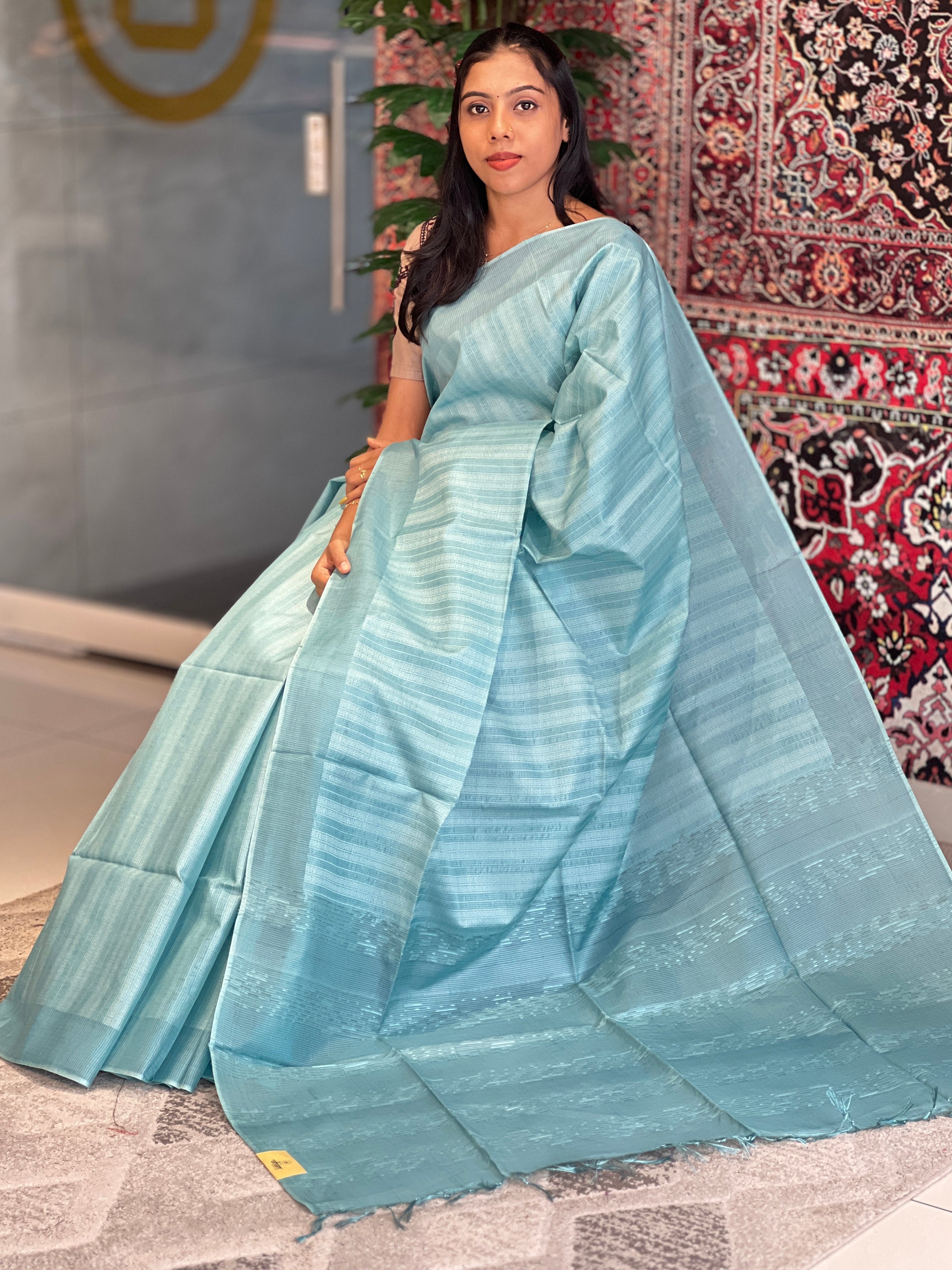 Thread Weaving Bamboo Tussar Saree | PNS157