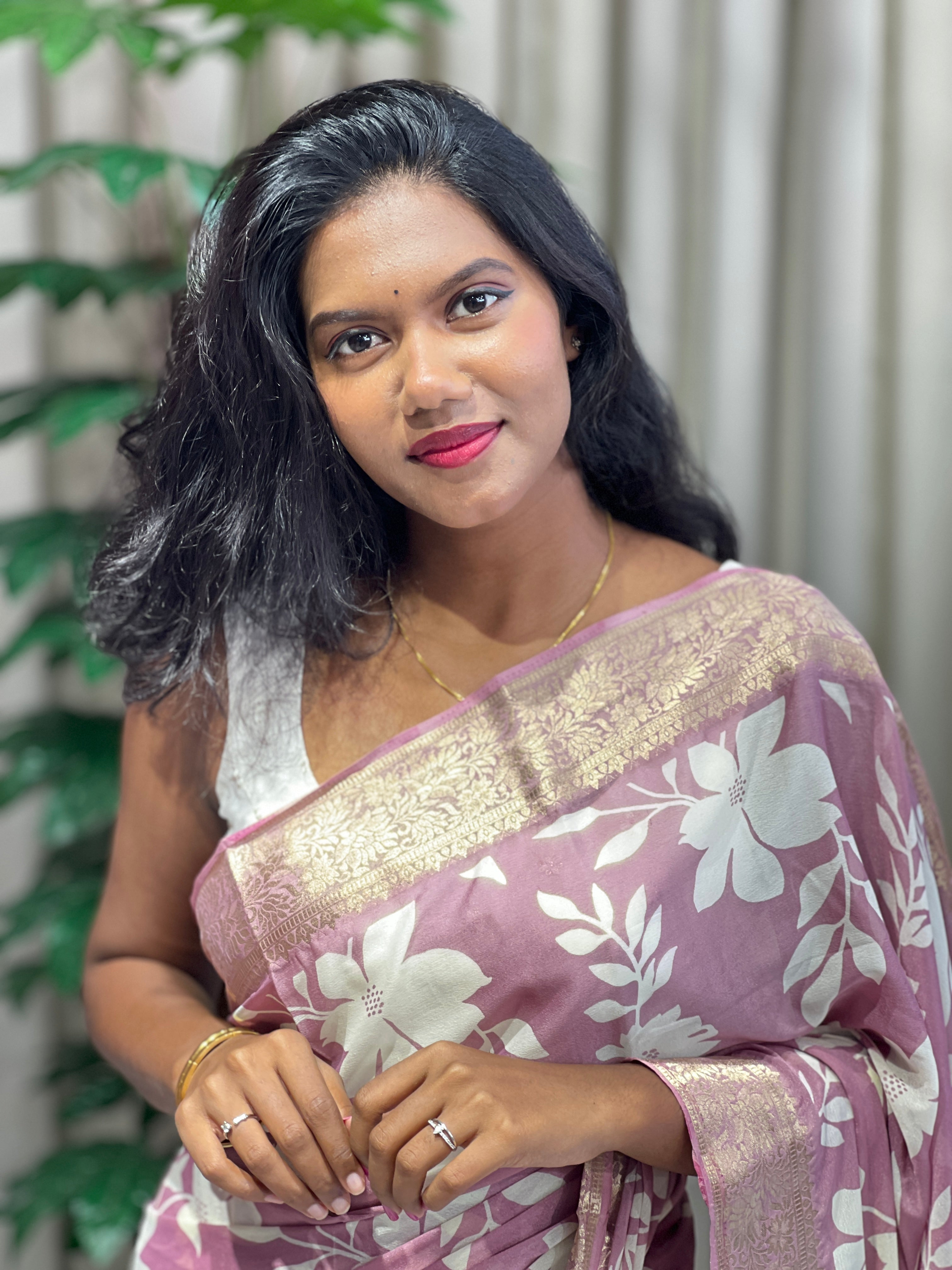 Floral Digital Printed Chinon Saree | PKS130