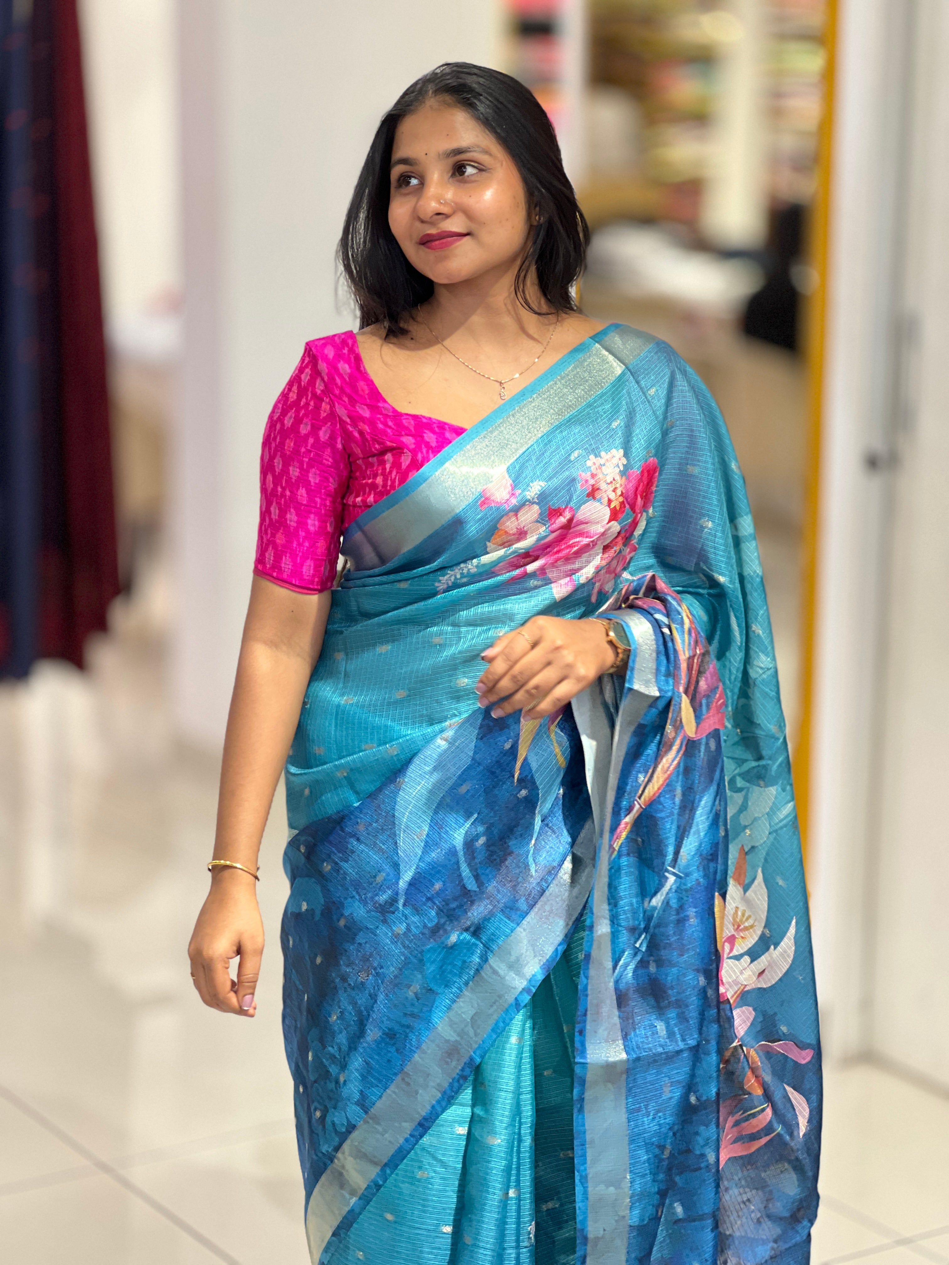 Floral Digital Printed Silky Kota Saree | HT279