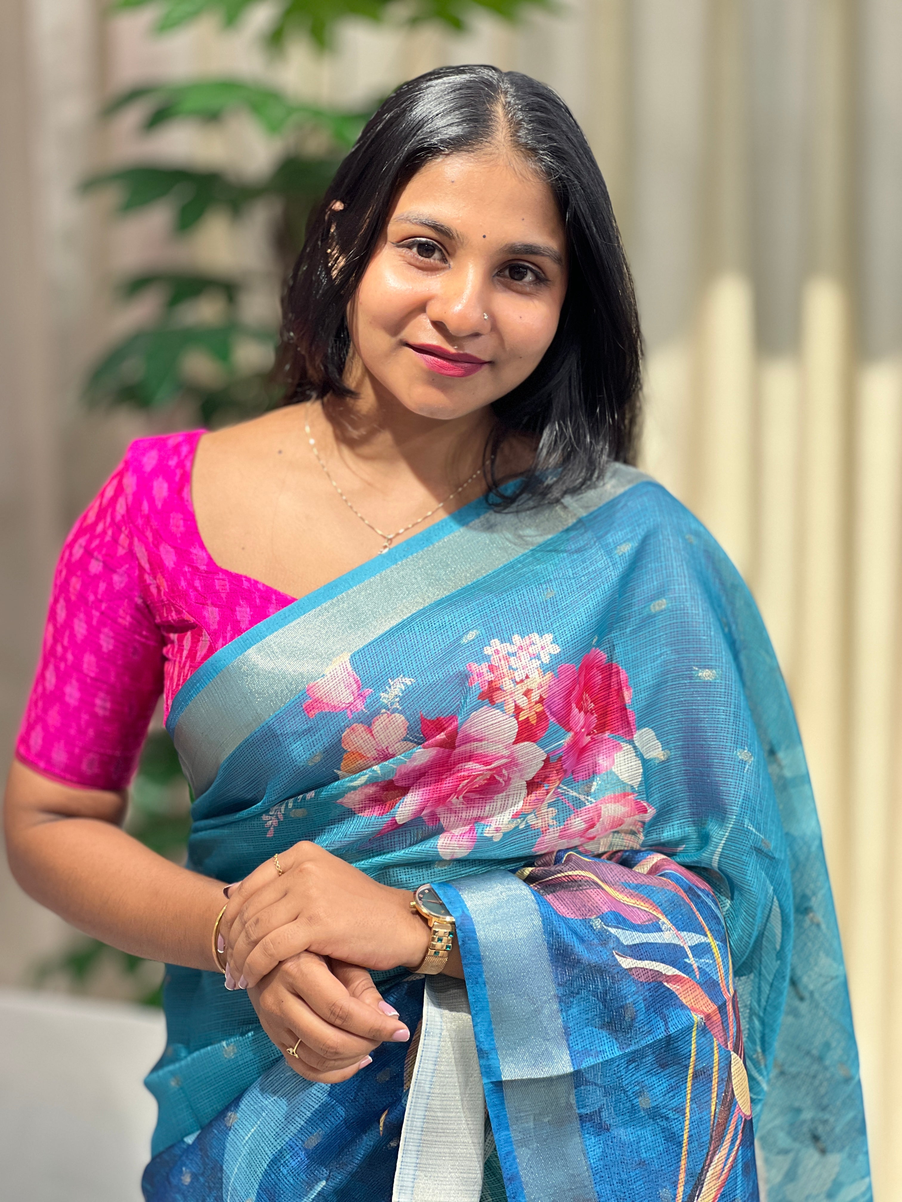 Floral Digital Printed Silky Kota Saree | HT279