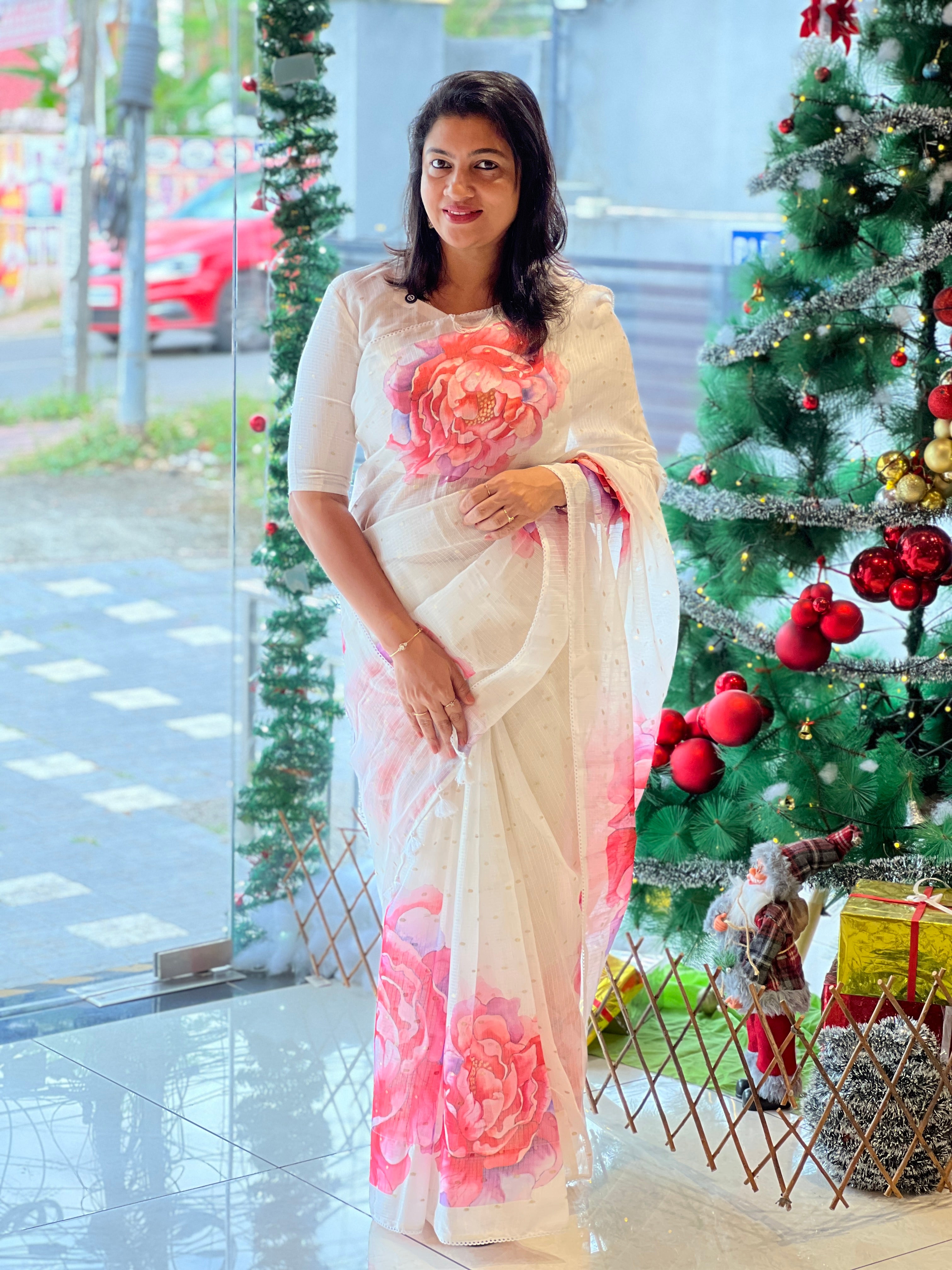 Floral Placement Detailed Banarasi Kota Saree | MR423