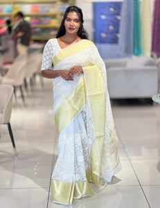 Machine Embroidered Organza Saree | NN358