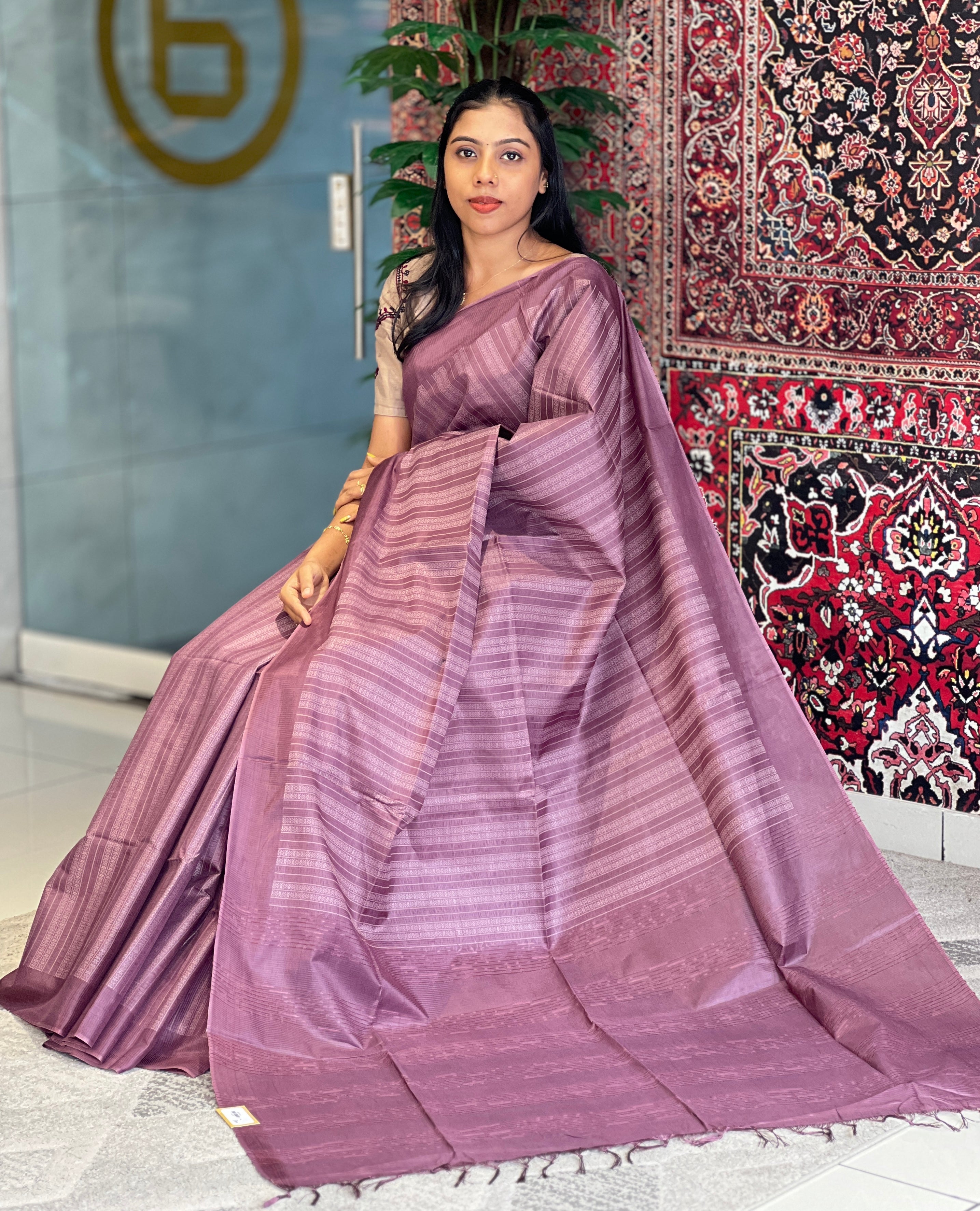 Thread Weaving Bamboo Tussar Saree | PNS158