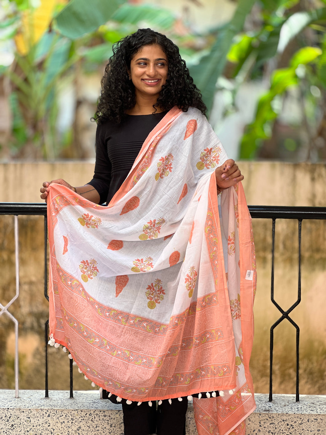 Screen Printed Mul Cotton Dupatta | AHD1839