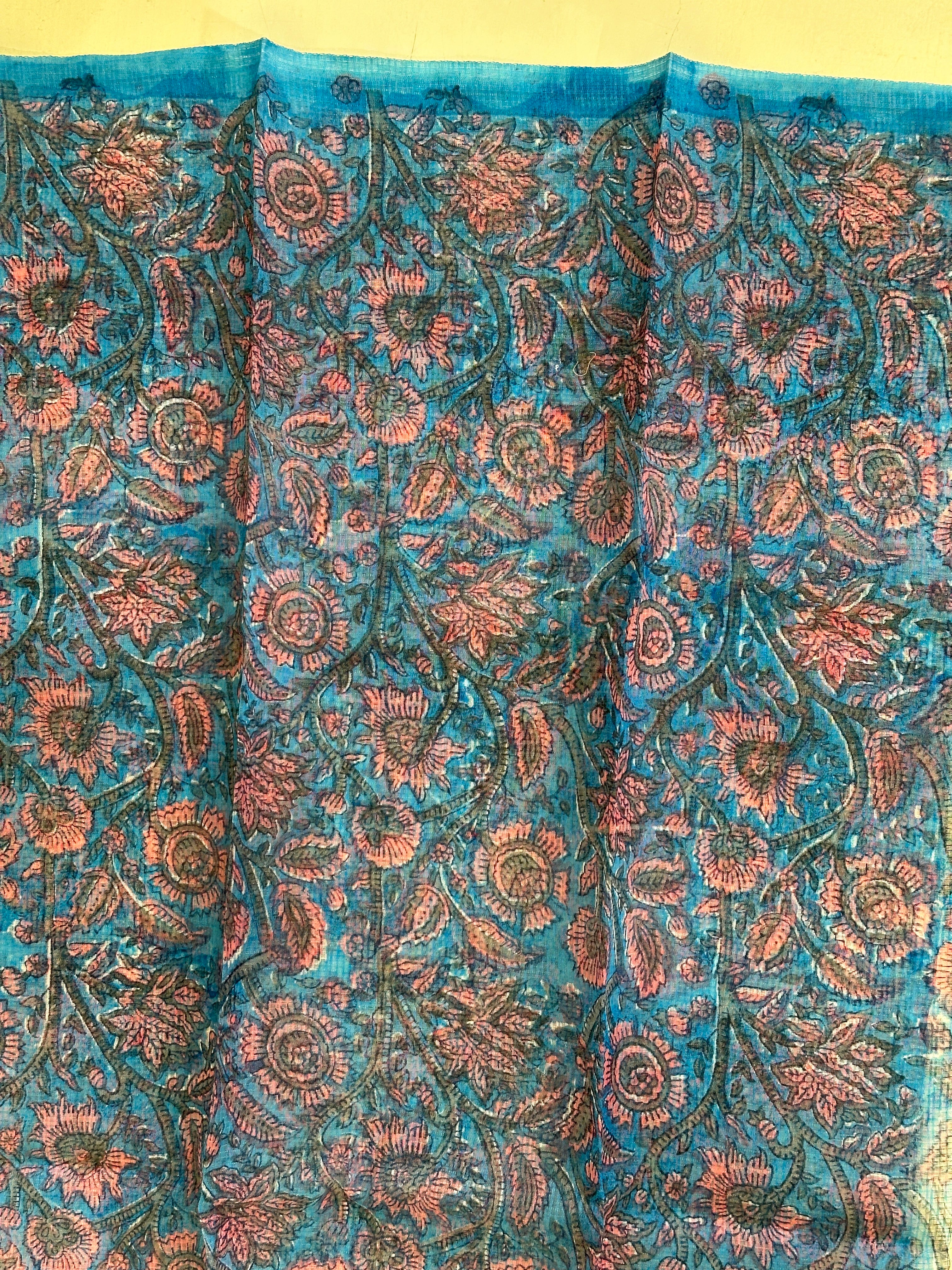 Tepchi Embroidery With Block Printed Supernet Kota Saree | JSC129