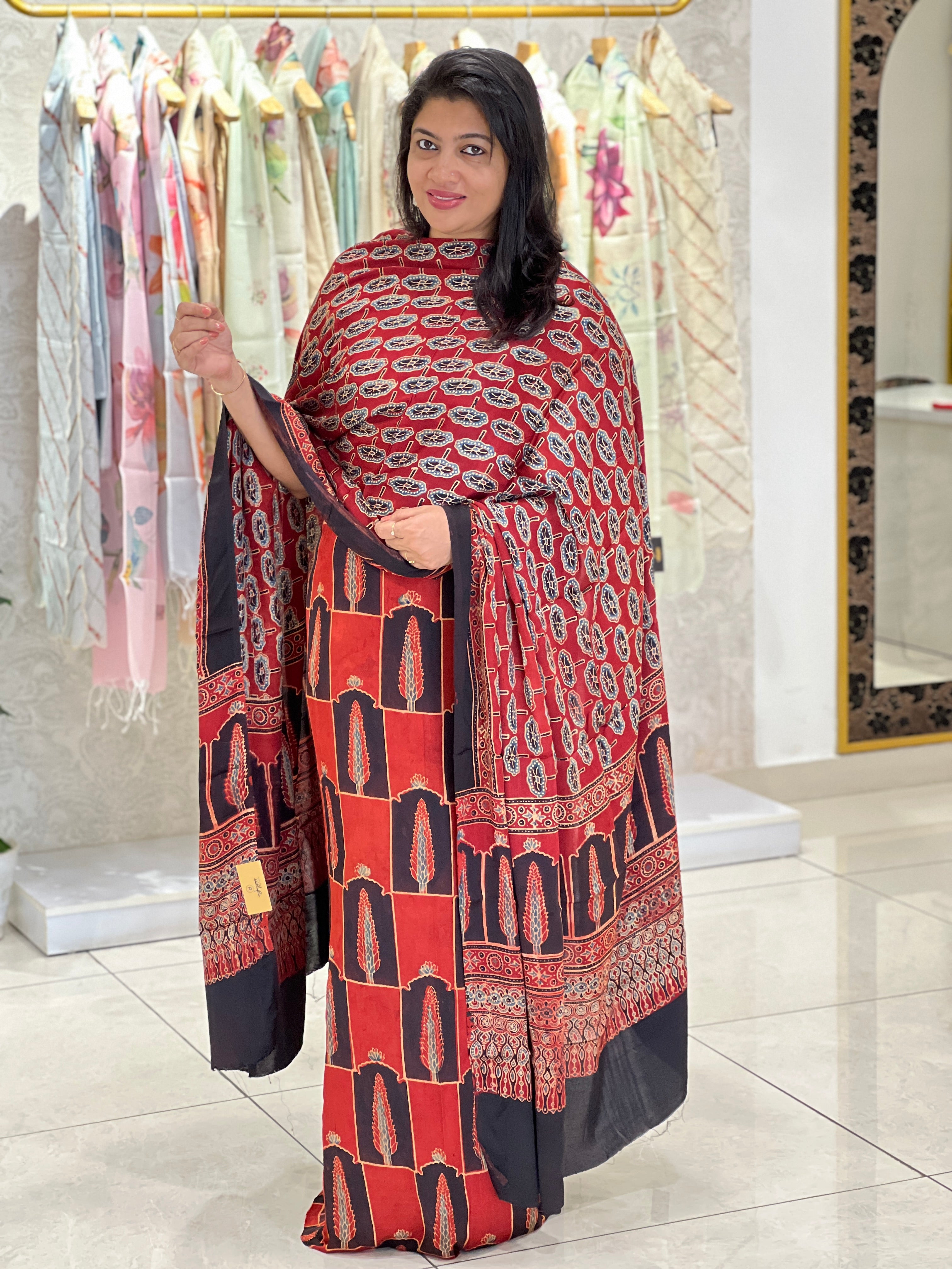 Ajark Inspired Print Pattern Semi Modal Unstitched Salwar Set | JT206